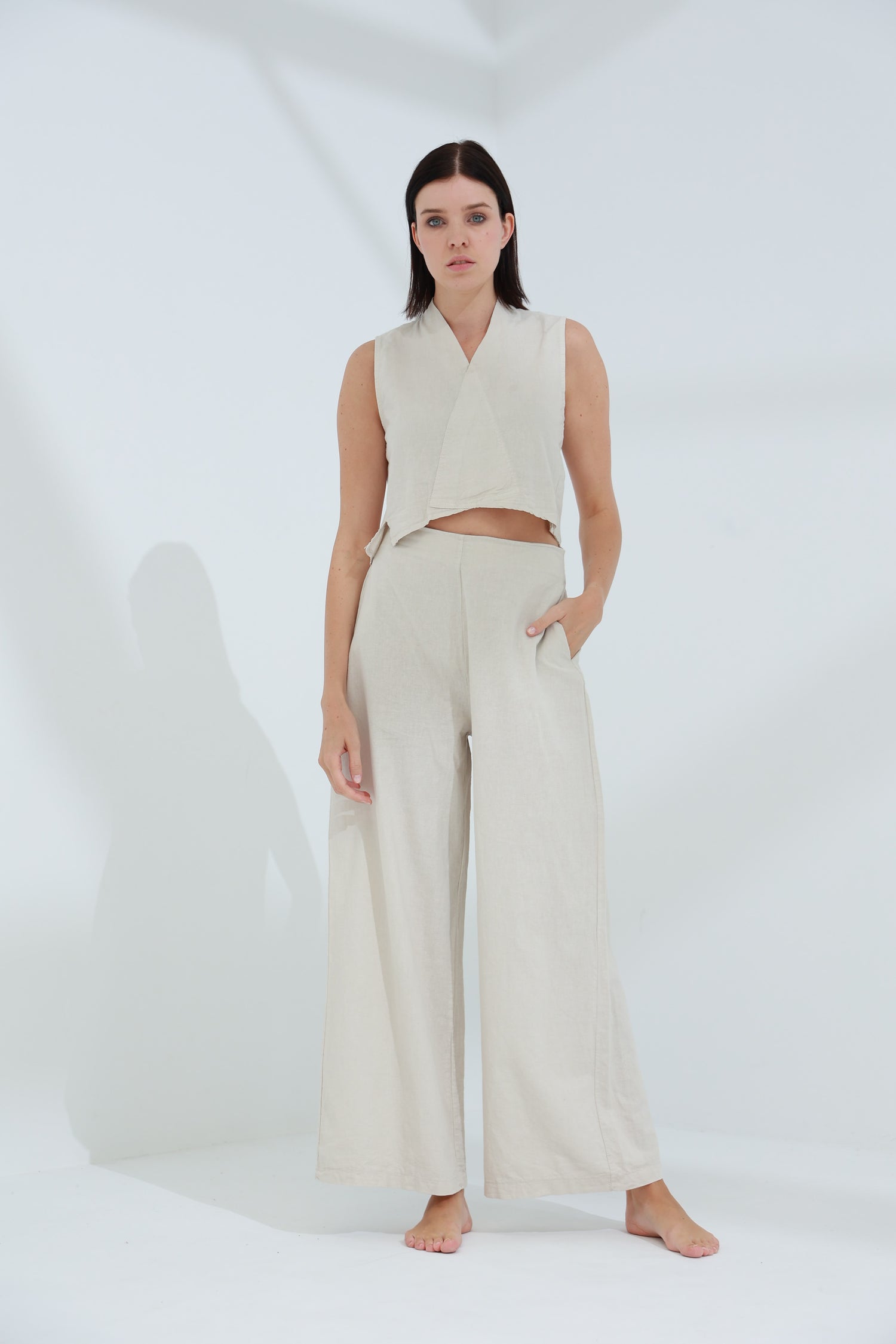 Colpo Linen Crop Top Sabbia | G Linen World