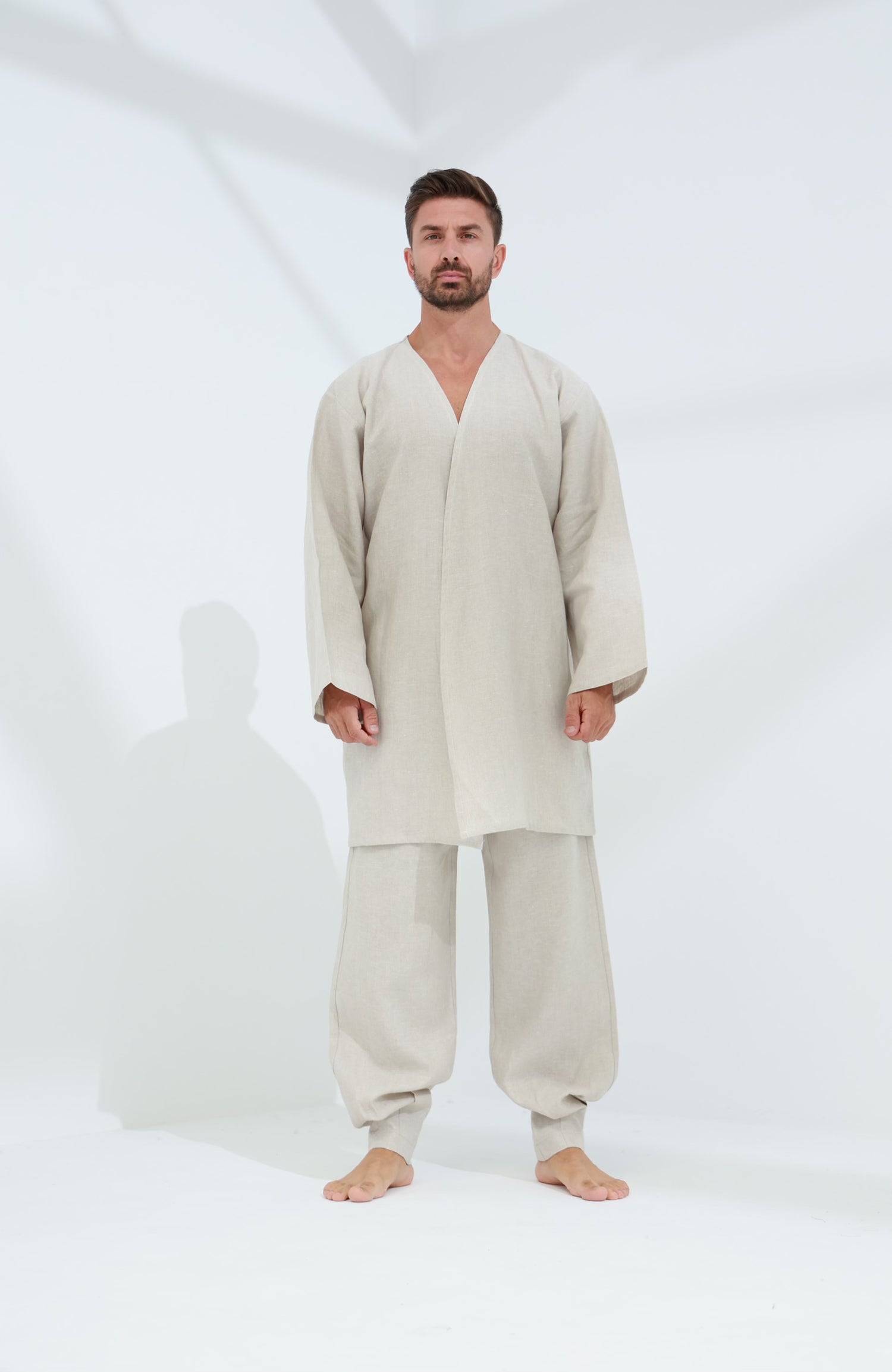 Commode Men's Relaxed Loose Fit Linen Pants in Beige | G Linen World