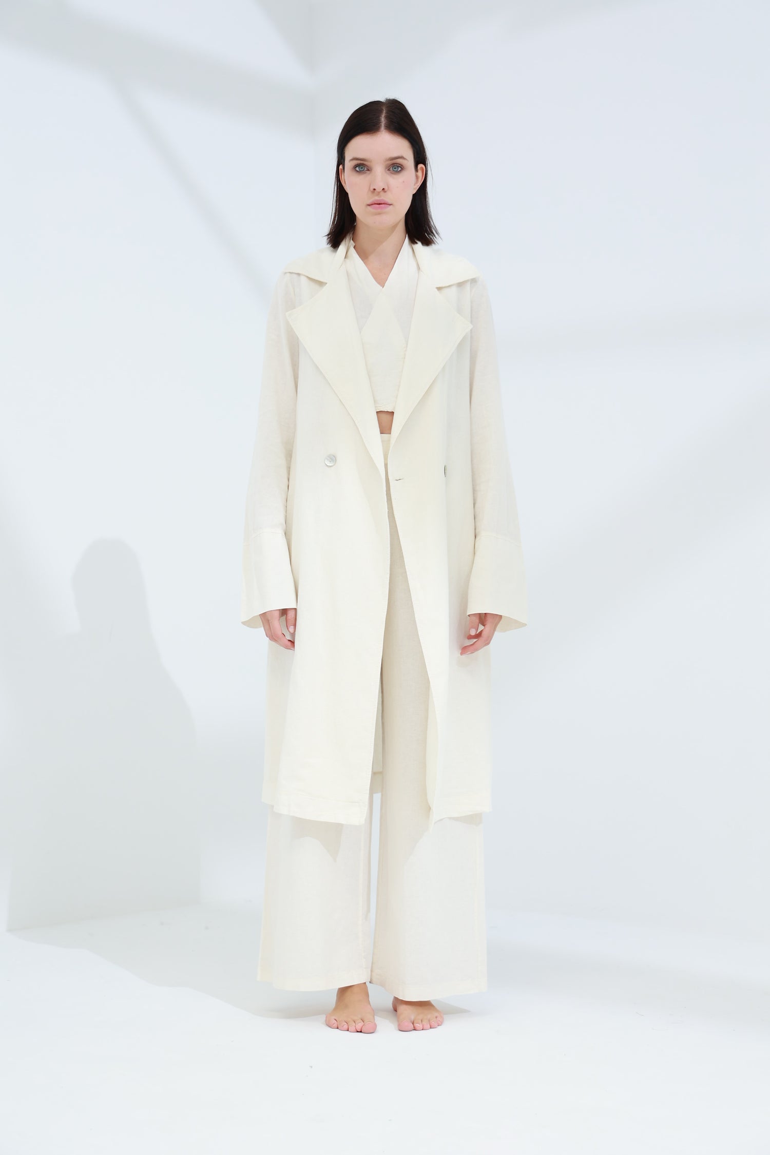 Colpo Long Linen Cardigan Burro | G Linen World