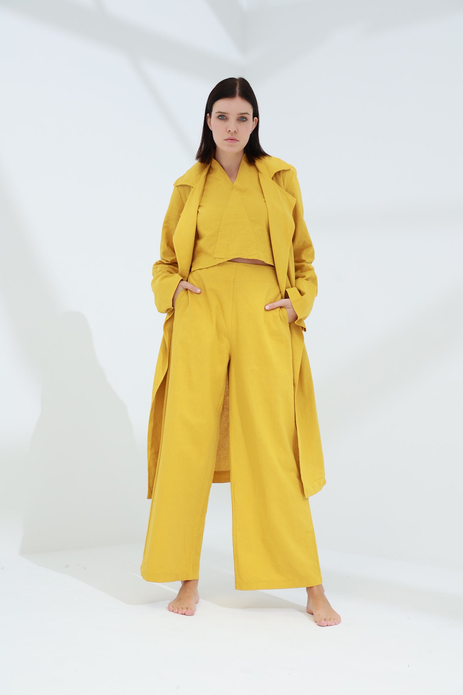 Colpo Long Linen Cardigan Zafferano | G Linen World