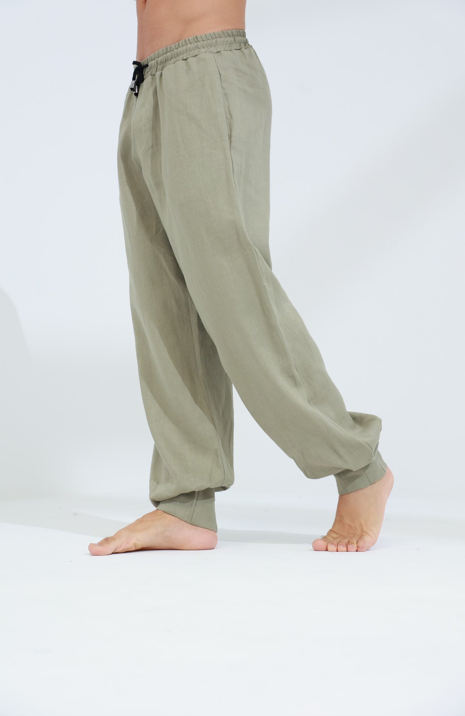 Commode Men's Relaxed Loose Fit 100% Linen Pants Green | G Linen World