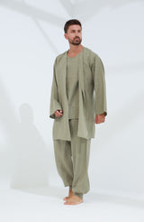 Leggera Men's Linen Cardigan Green - G Linen World