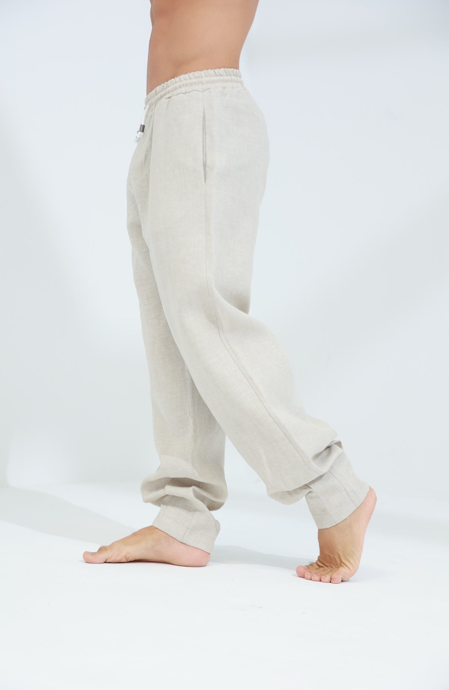 Commode Men's Relaxed Loose Fit Linen Pants in Beige | G Linen World