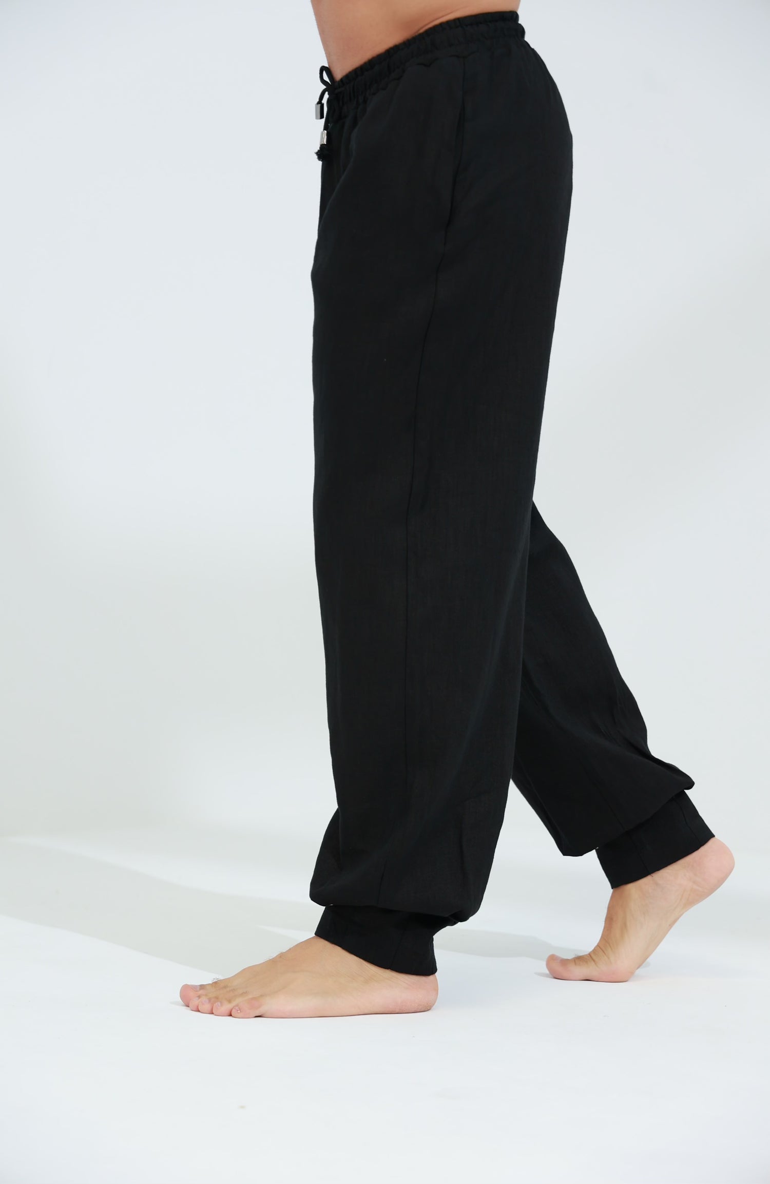 Commode Men's Relaxed Loose Fit 100% Linen Pants Black | G Linen World