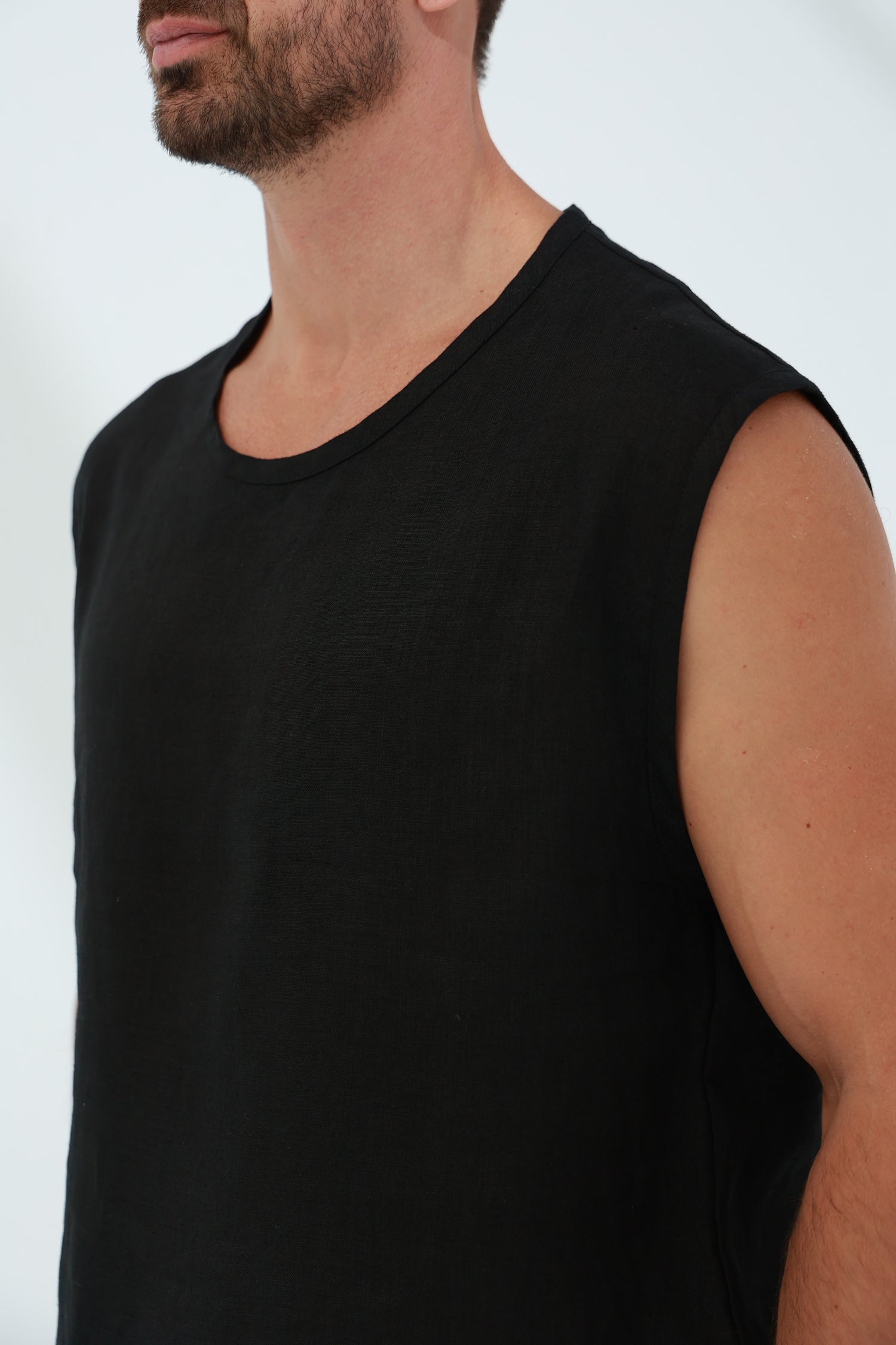 Commode Men's 100% Linen Top Black | G Linen World