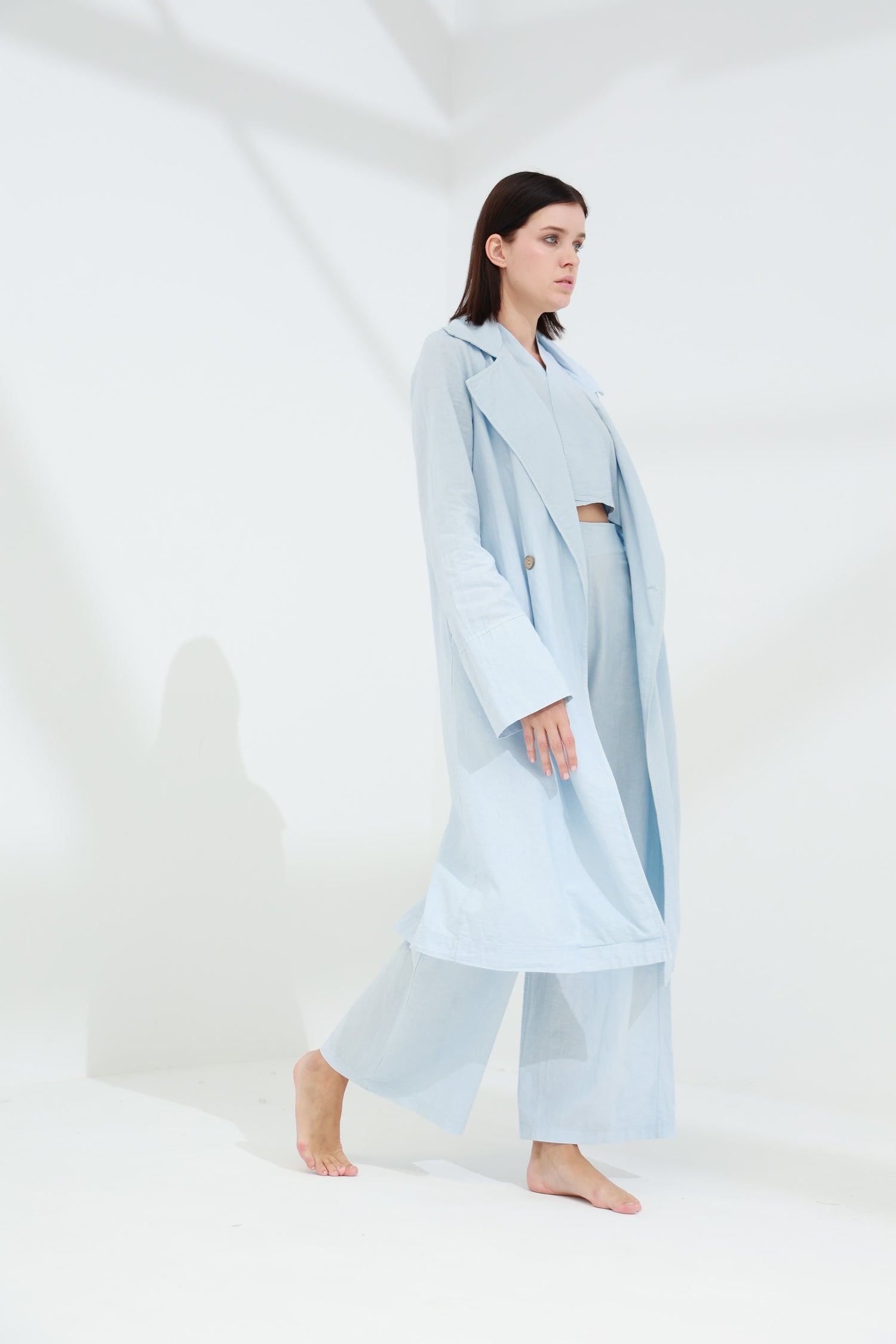 Colpo Long Linen Cardigan Cloud | G Linen World