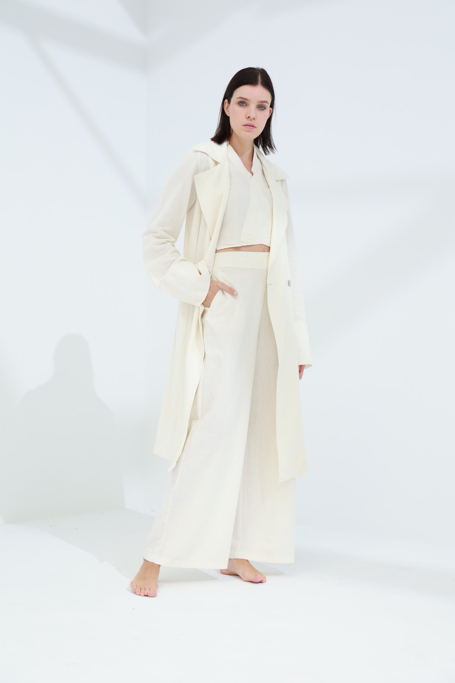 Colpo Long Linen Cardigan Burro | G Linen World