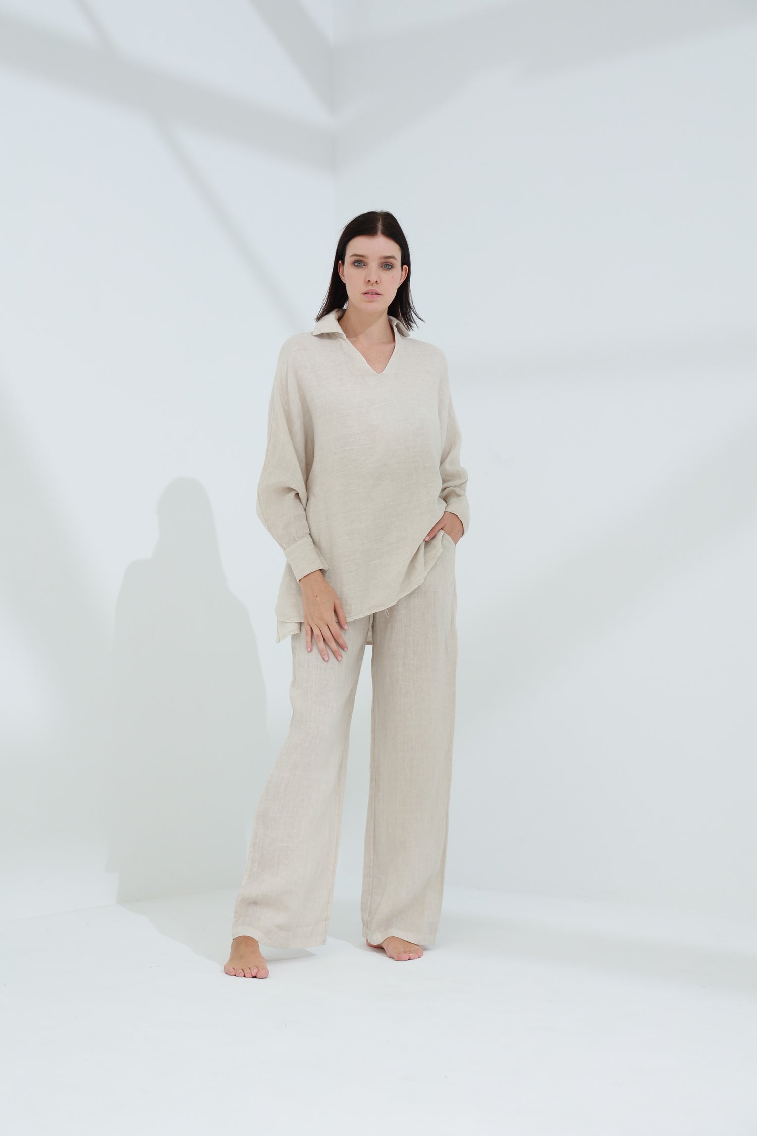 Armonia Straight Leg Linen Pants Sabbia | G Linen World