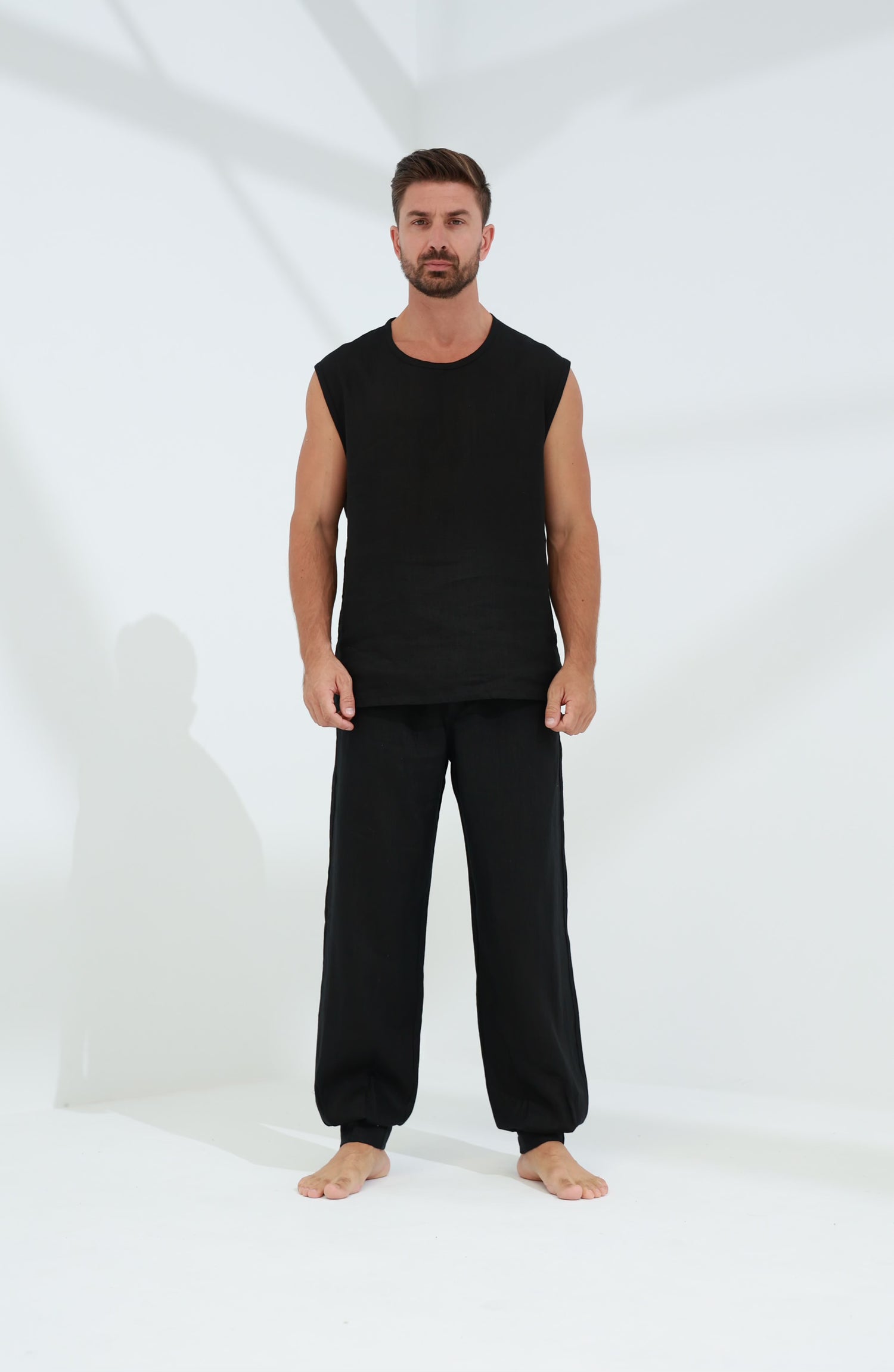 Commode Men's 100% Linen Top Black | G Linen World
