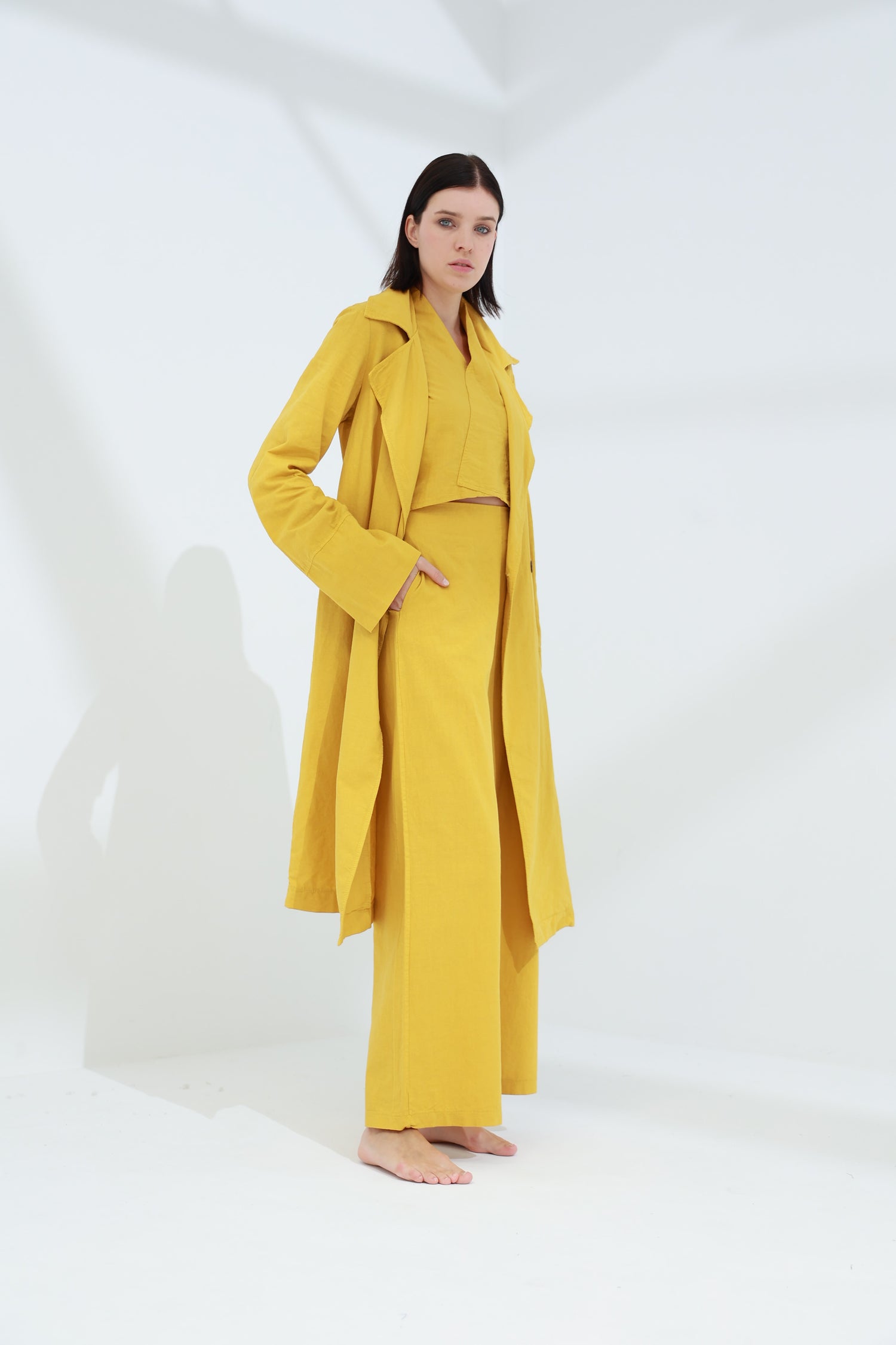 Colpo Long Linen Cardigan Zafferano | G Linen World