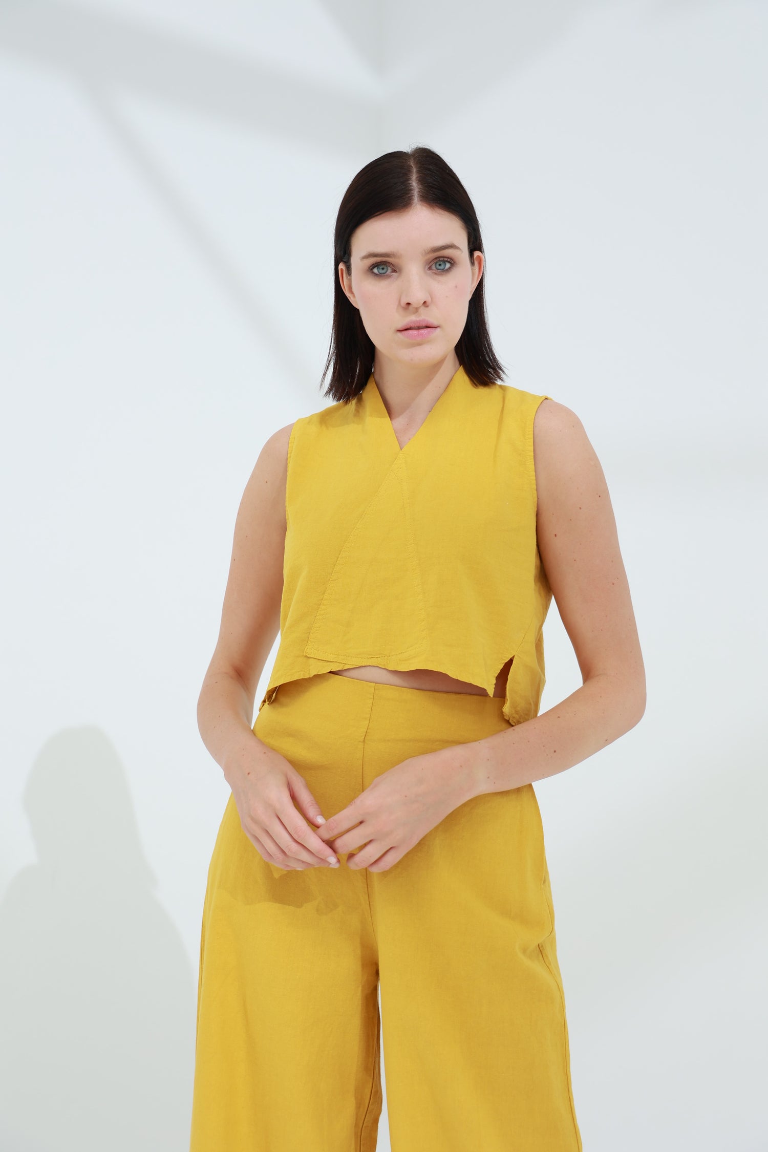 Colpo Linen Crop Top Zafferano | G Linen World