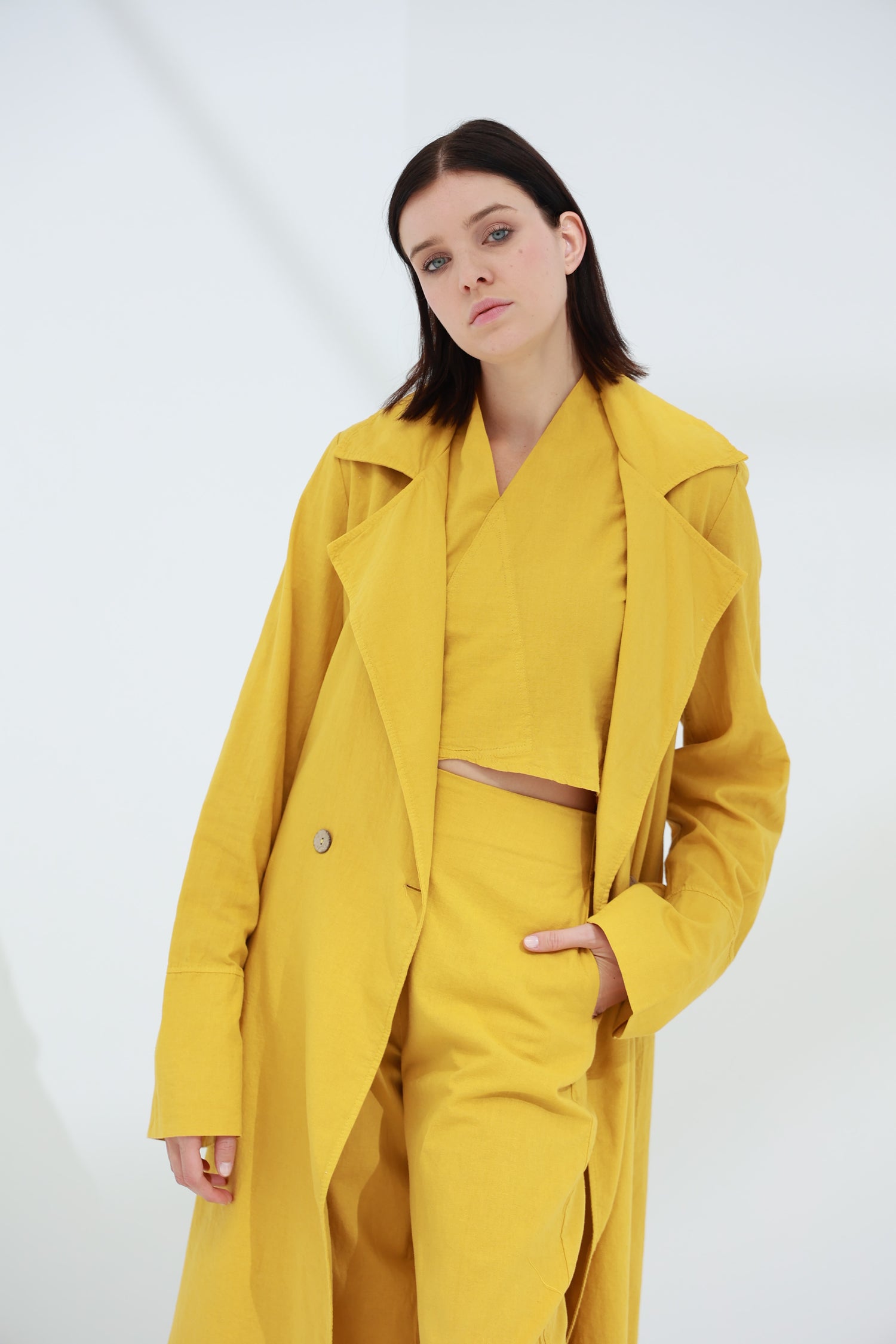Colpo Long Linen Cardigan Zafferano | G Linen World