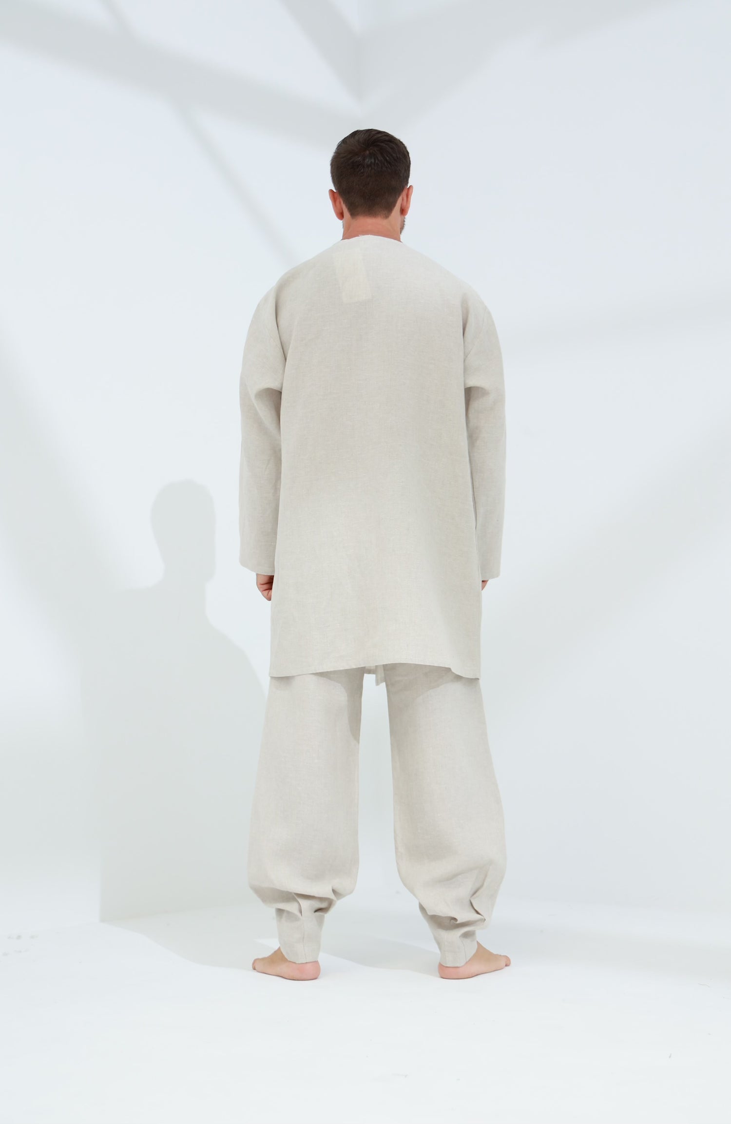 Leggera Men's Linen Cardigan Beige - G Linen World