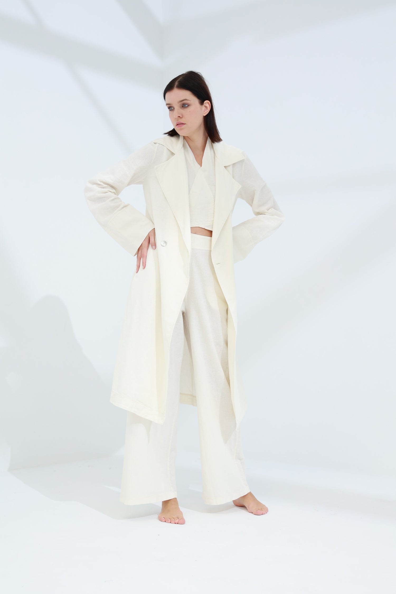 Colpo Long Linen Cardigan Burro | G Linen World