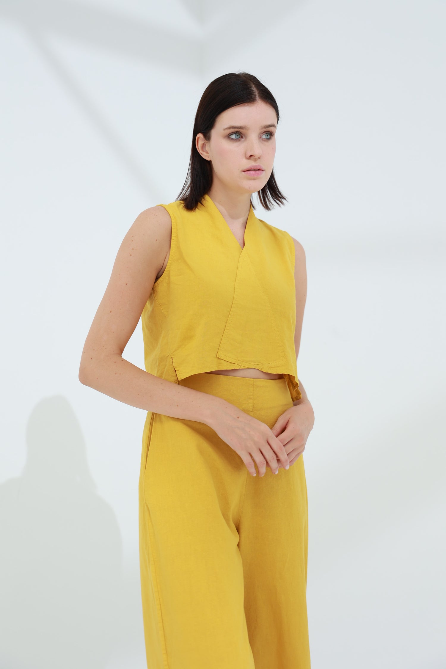 Colpo Linen Crop Top Zafferano | G Linen World