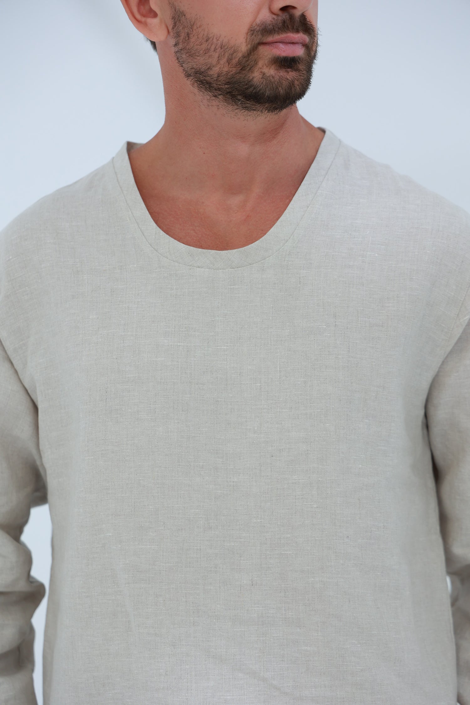 Ditta Men's 100% Linen Top in Beige | G Linen World