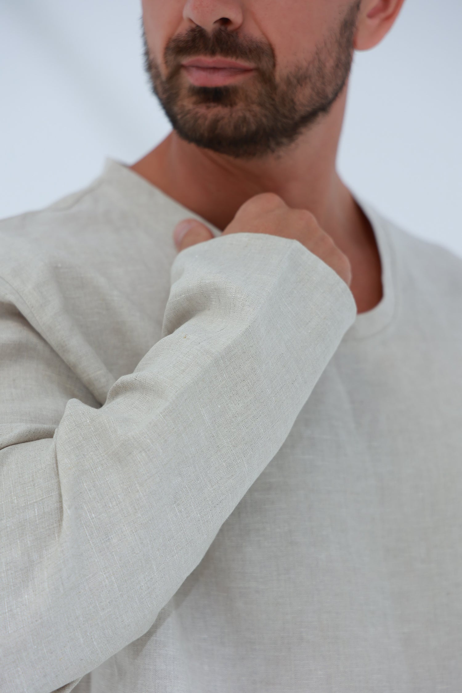 Ditta Men's 100% Linen Top in Beige | G Linen World