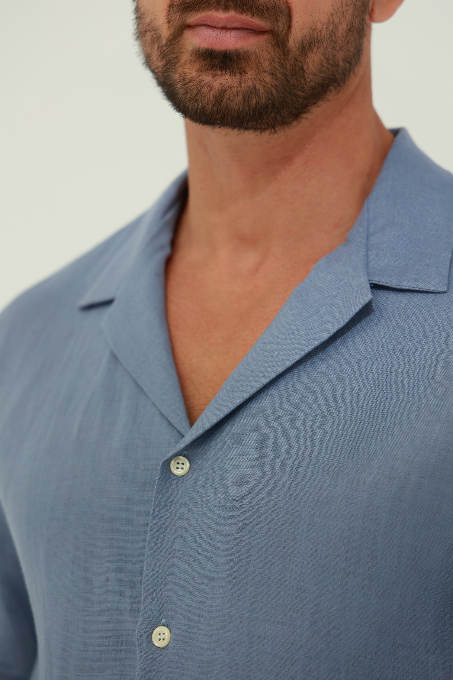 Occhi Men's 100% Linen Shirt - Blue