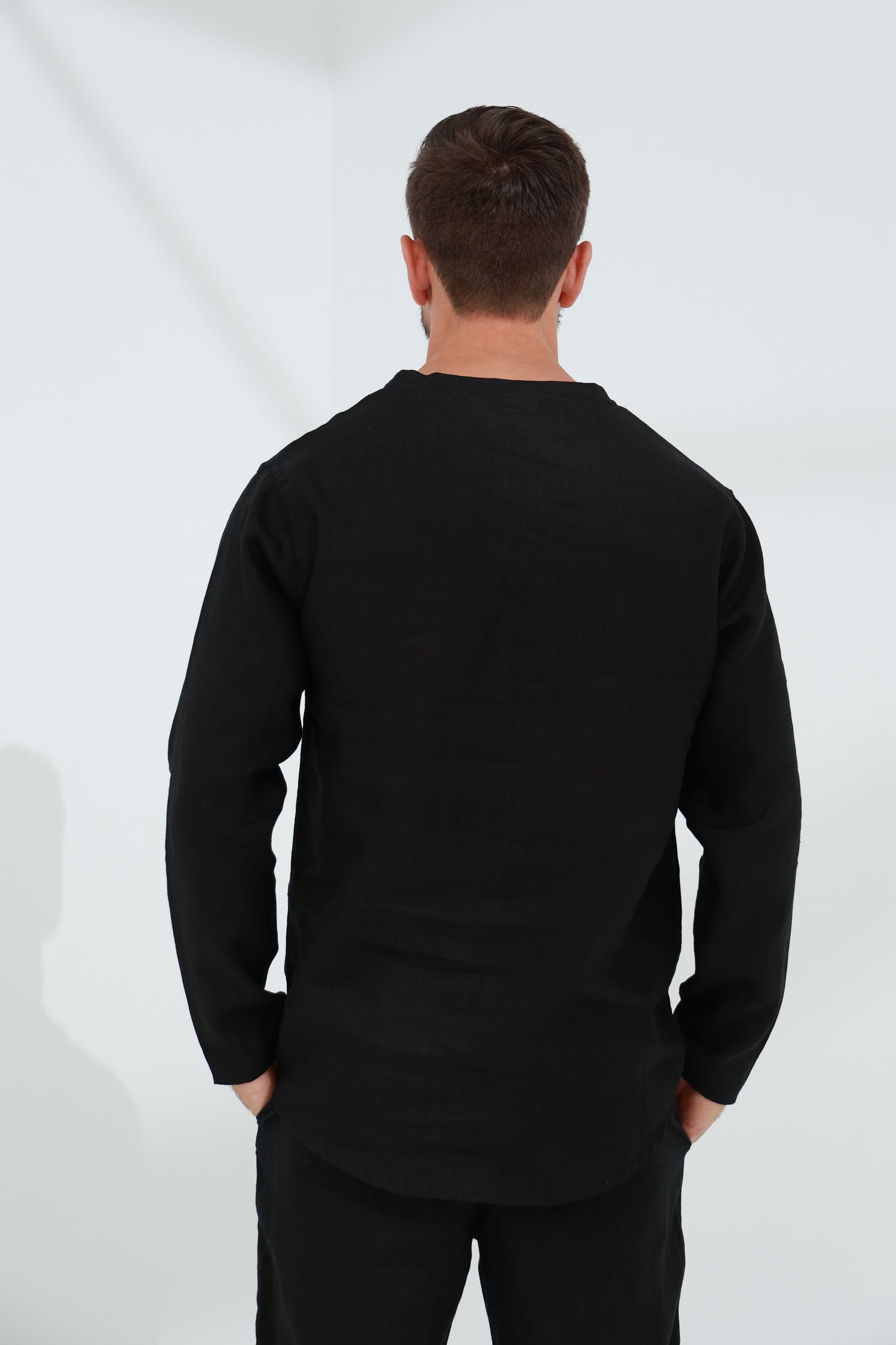 Ditta Men's 100% Linen Top Black | G Linen World