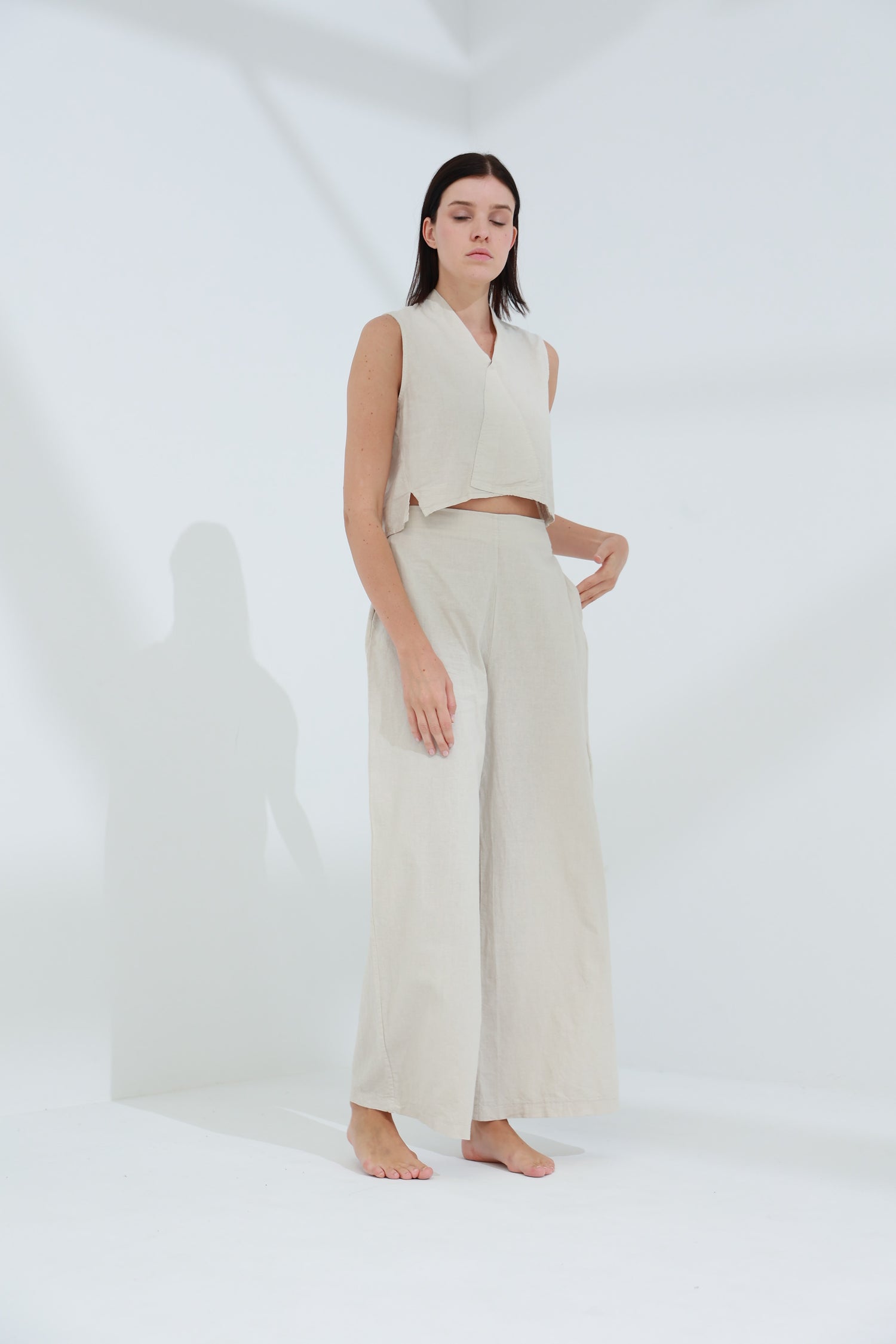Colpo Linen Wide Leg Pants Sabbia | G Linen World