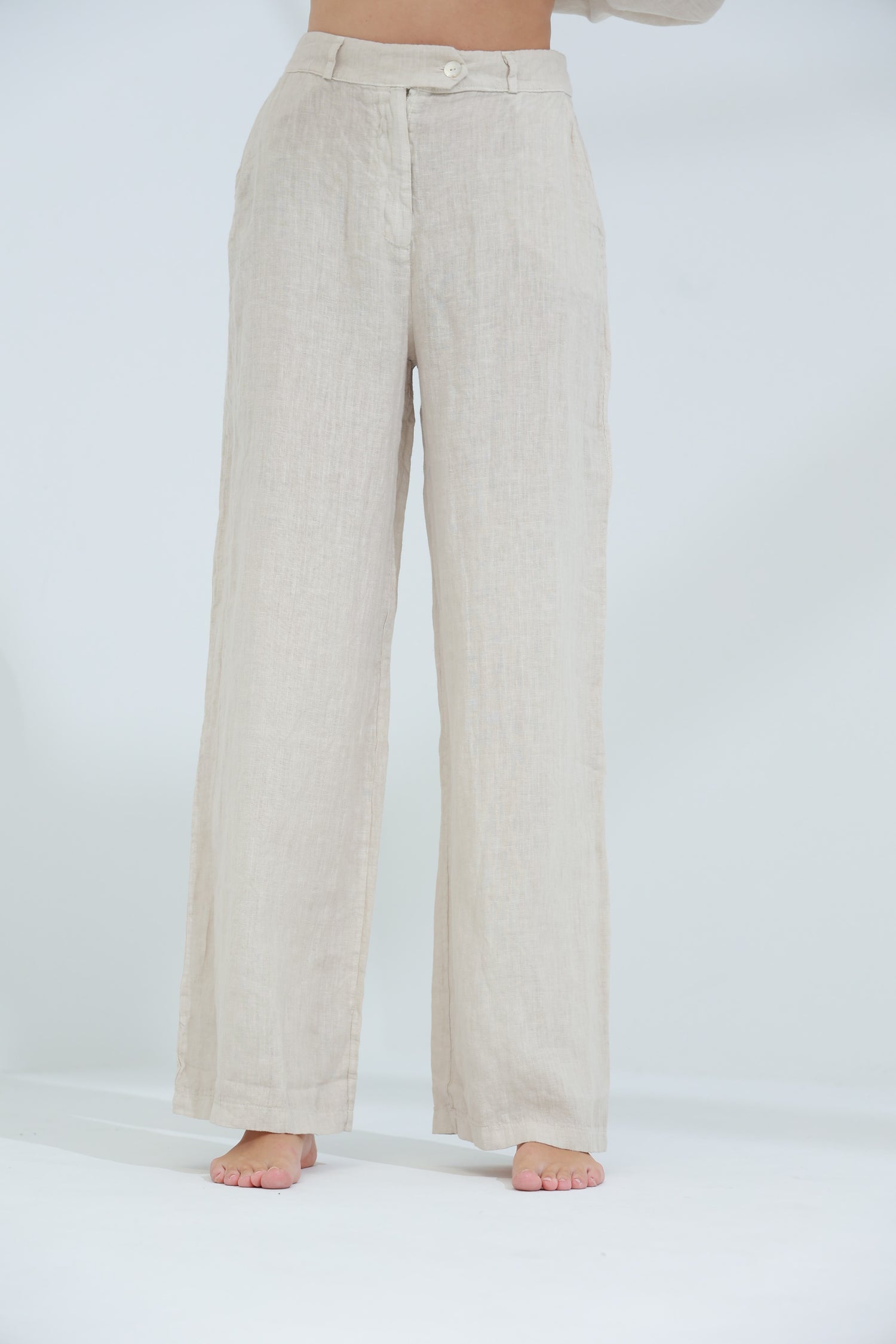 Armonia Straight Leg Linen Pants Sabbia | G Linen World