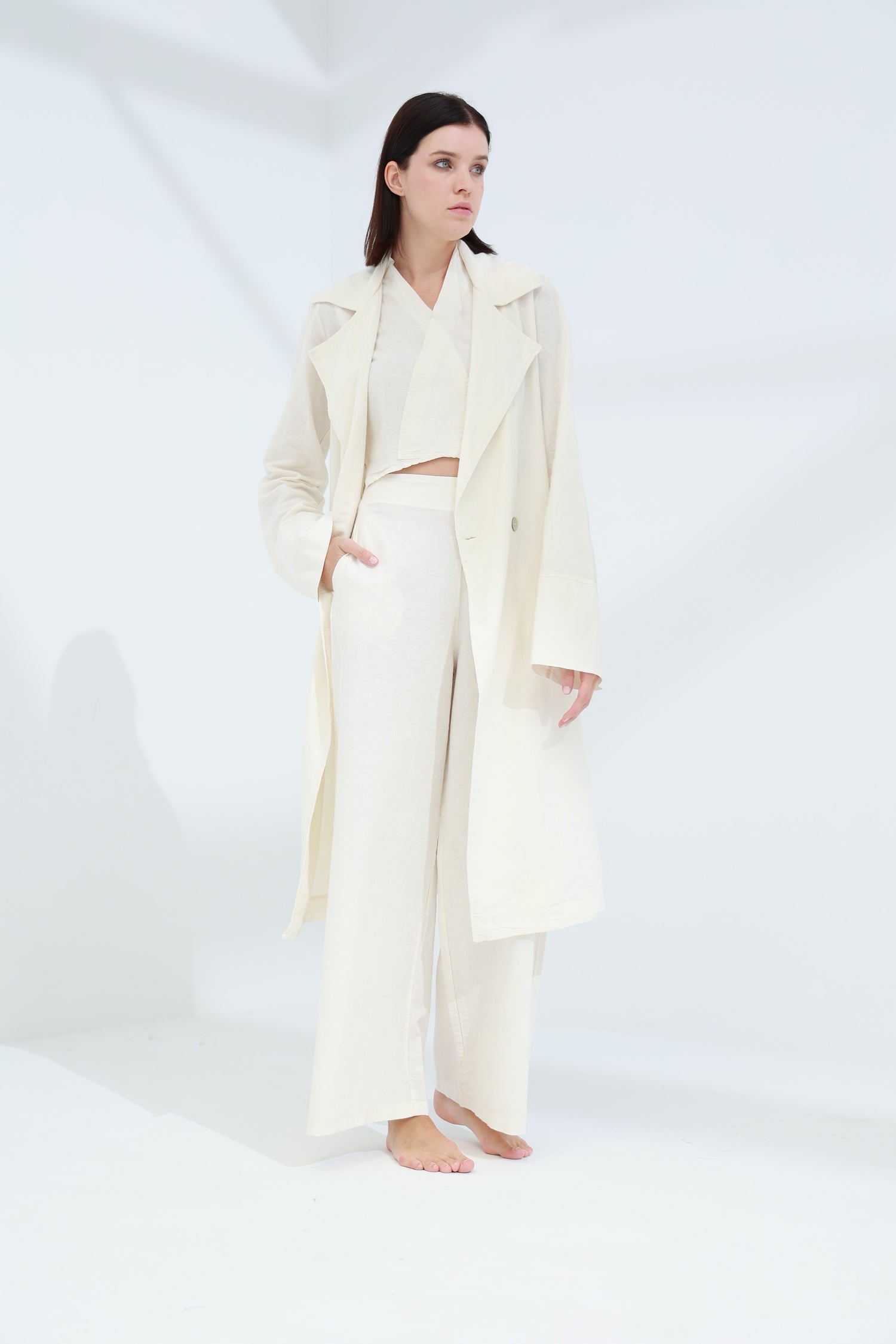 Colpo Long Linen Cardigan Burro | G Linen World