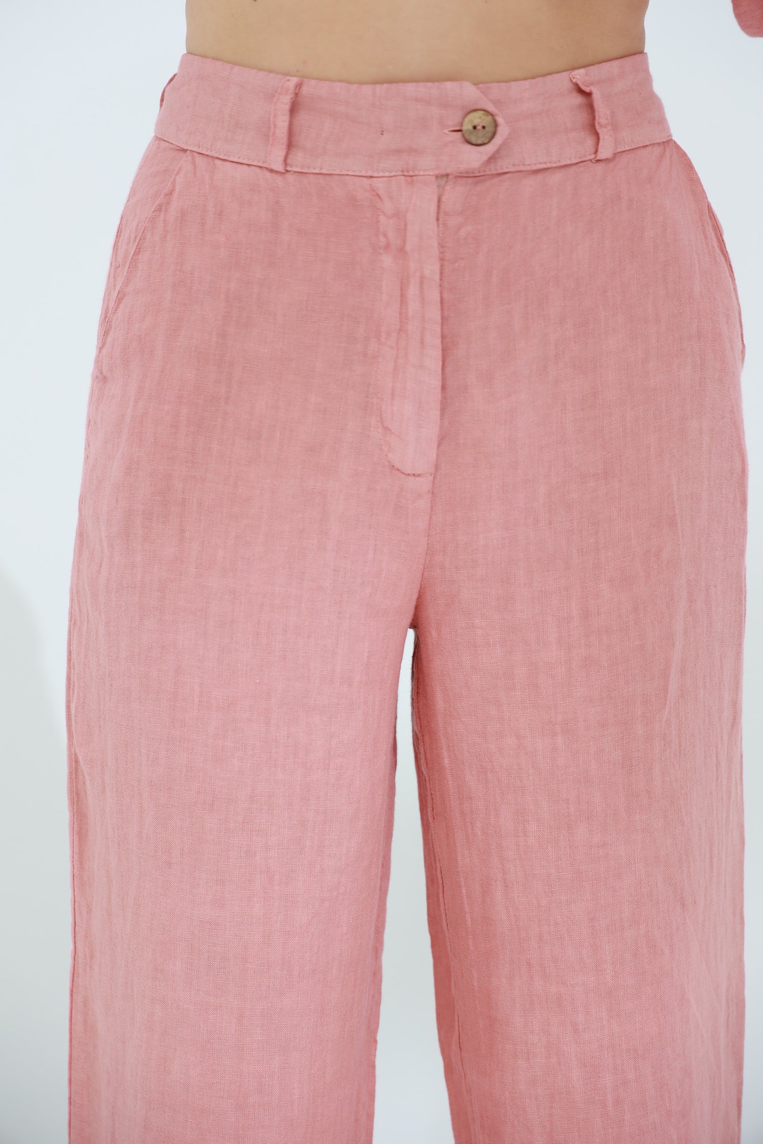 Armonia Straight Leg Linen Pants Caramel | G Linen World