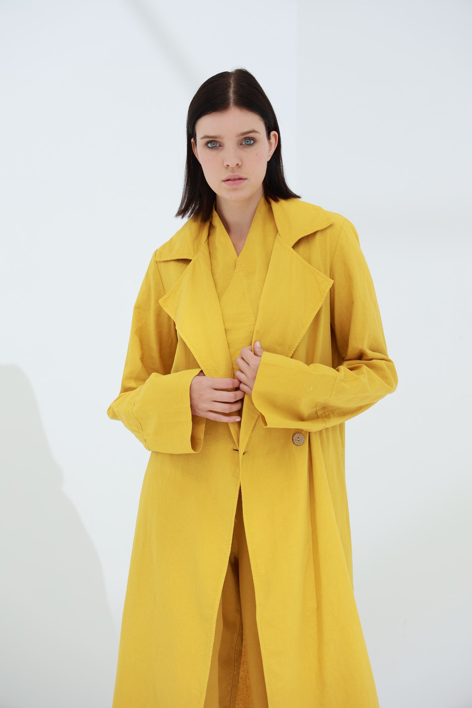 Colpo Long Linen Cardigan Zafferano | G Linen World