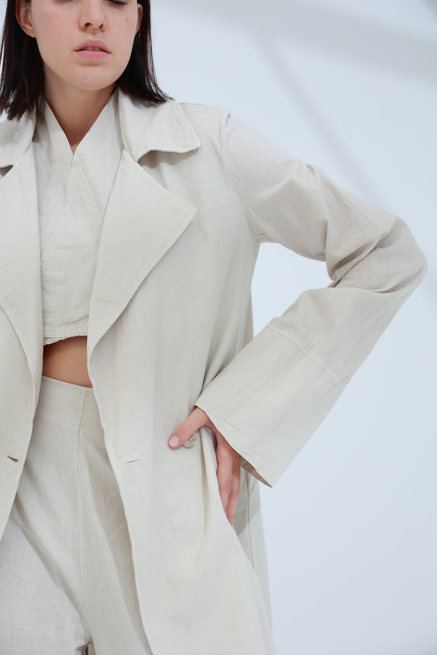 Colpo Long Linen Cardigan Sabbia | G Linen World