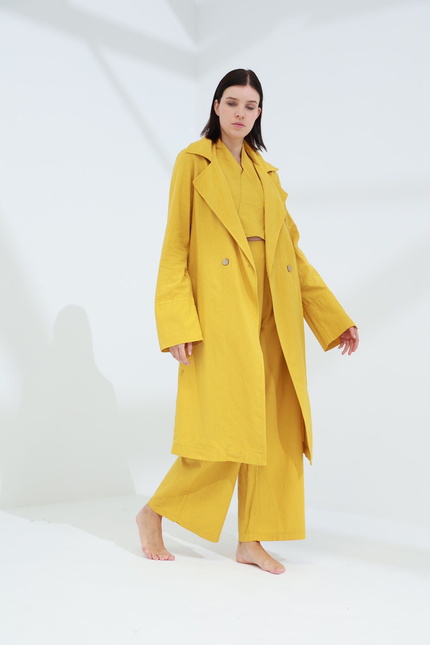 Colpo Long Linen Cardigan Zafferano | G Linen World
