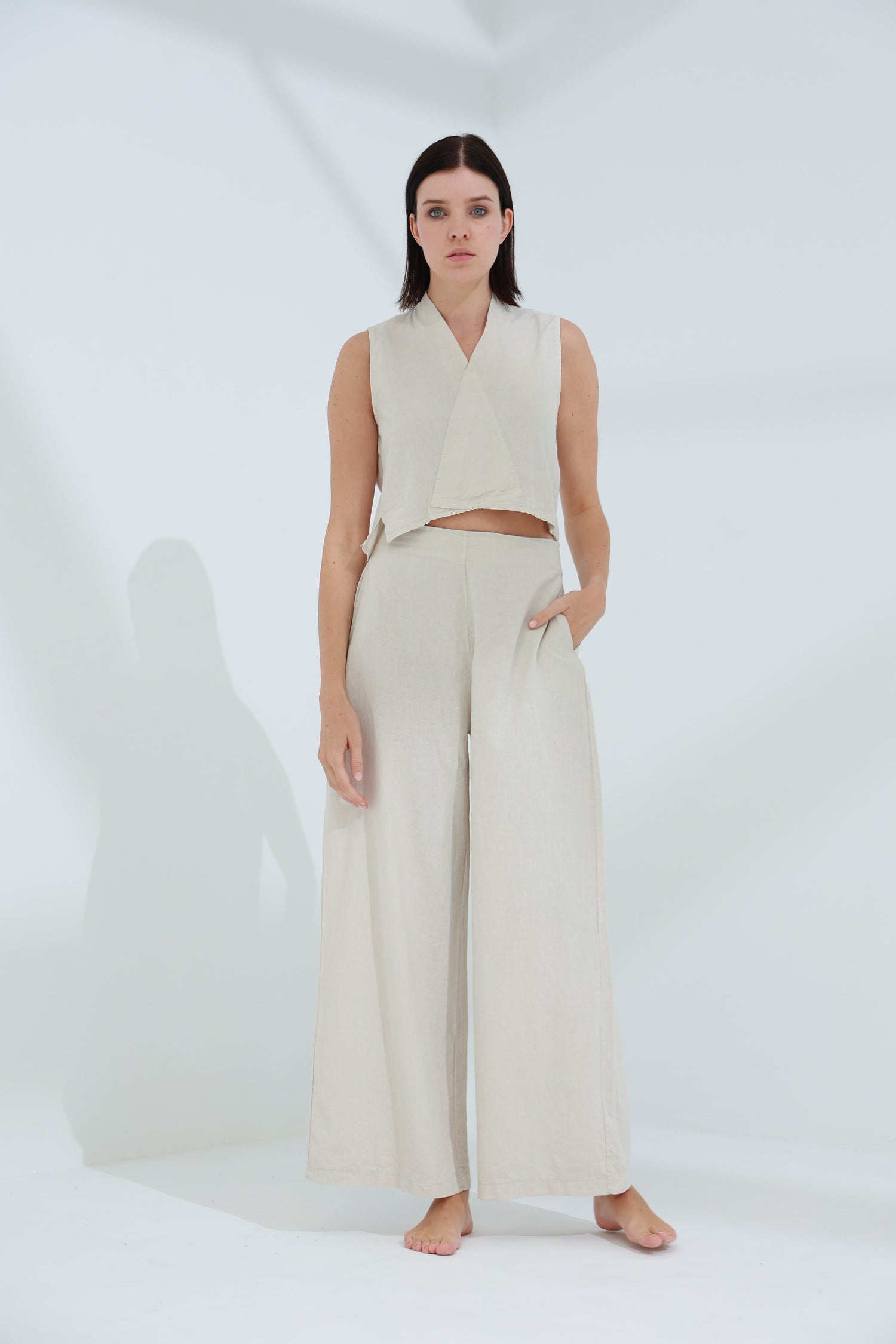 Colpo Linen Wide Leg Pants Sabbia | G Linen World