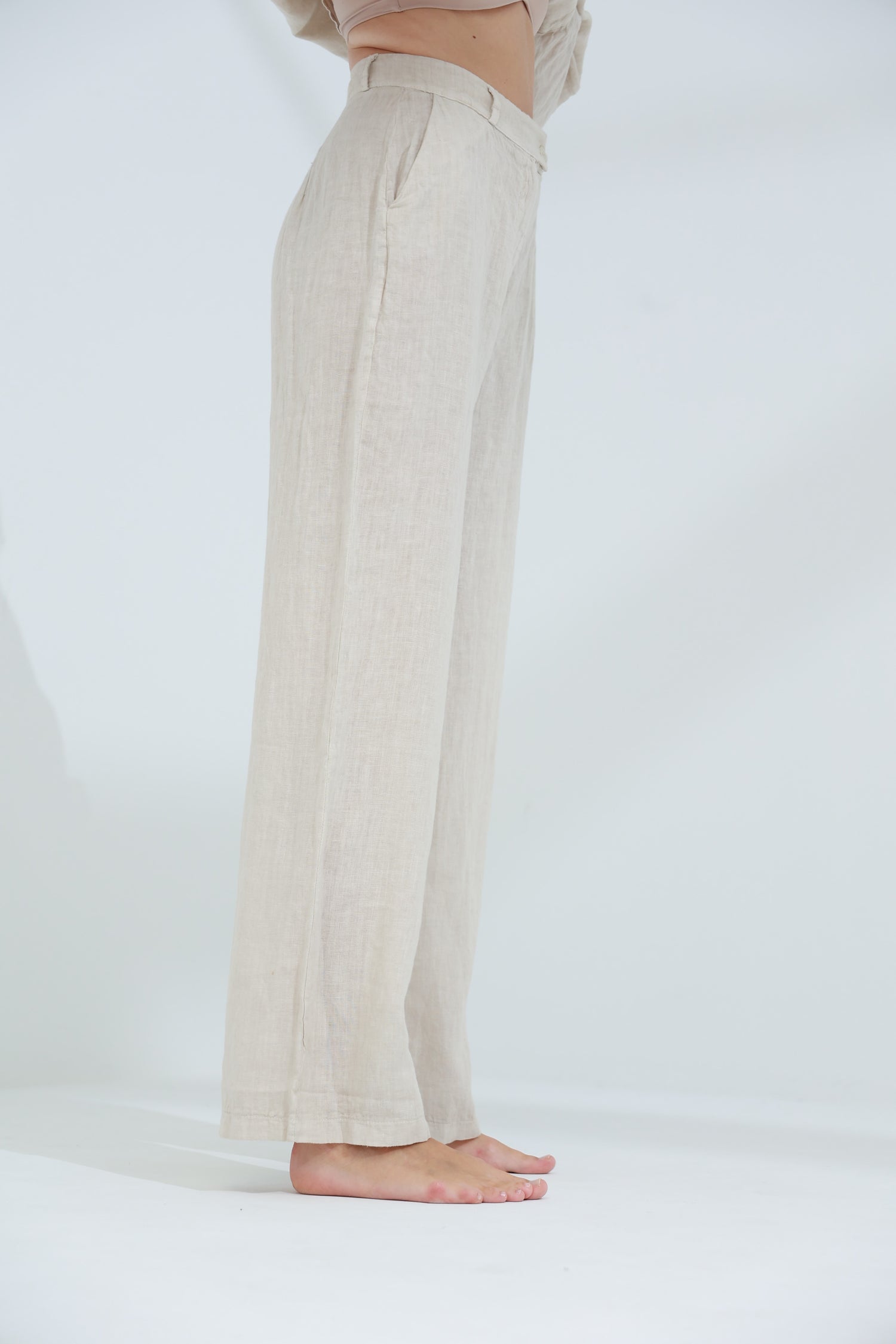 Armonia Straight Leg Linen Pants Sabbia | G Linen World