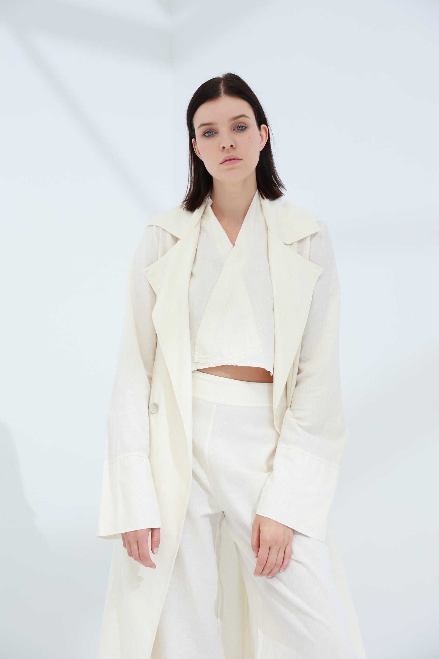 Colpo Long Linen Cardigan Burro | G Linen World