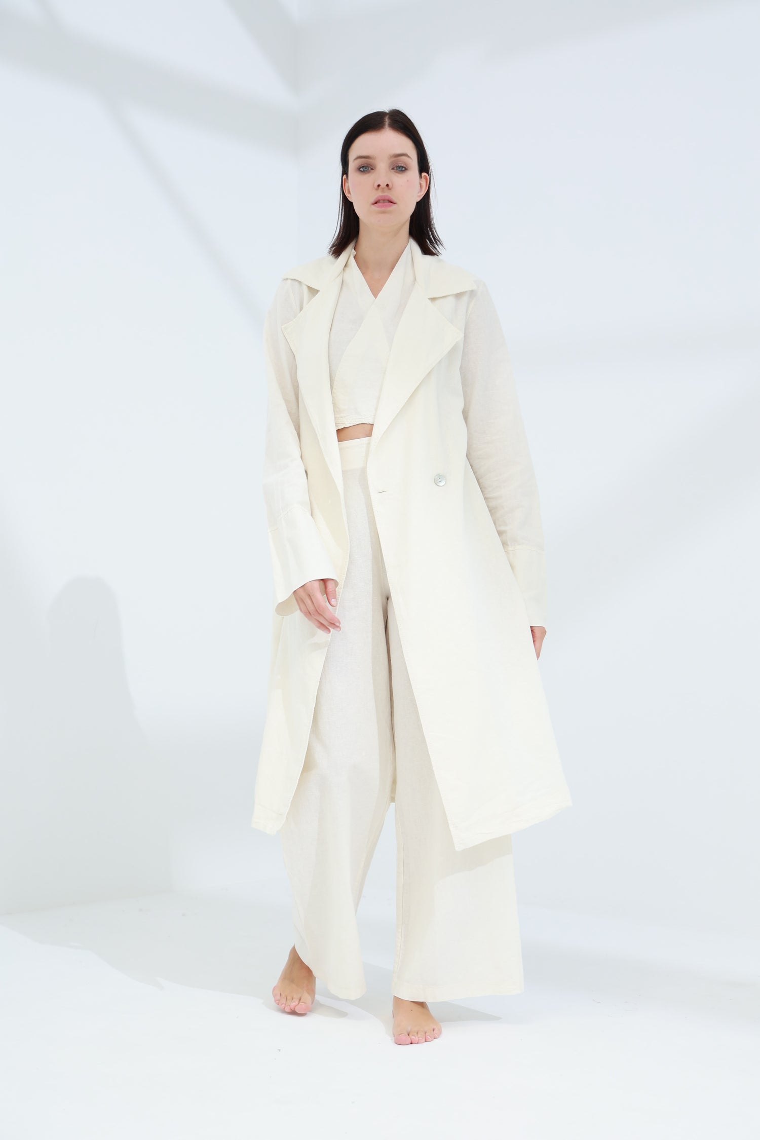 Colpo Long Linen Cardigan Burro | G Linen World