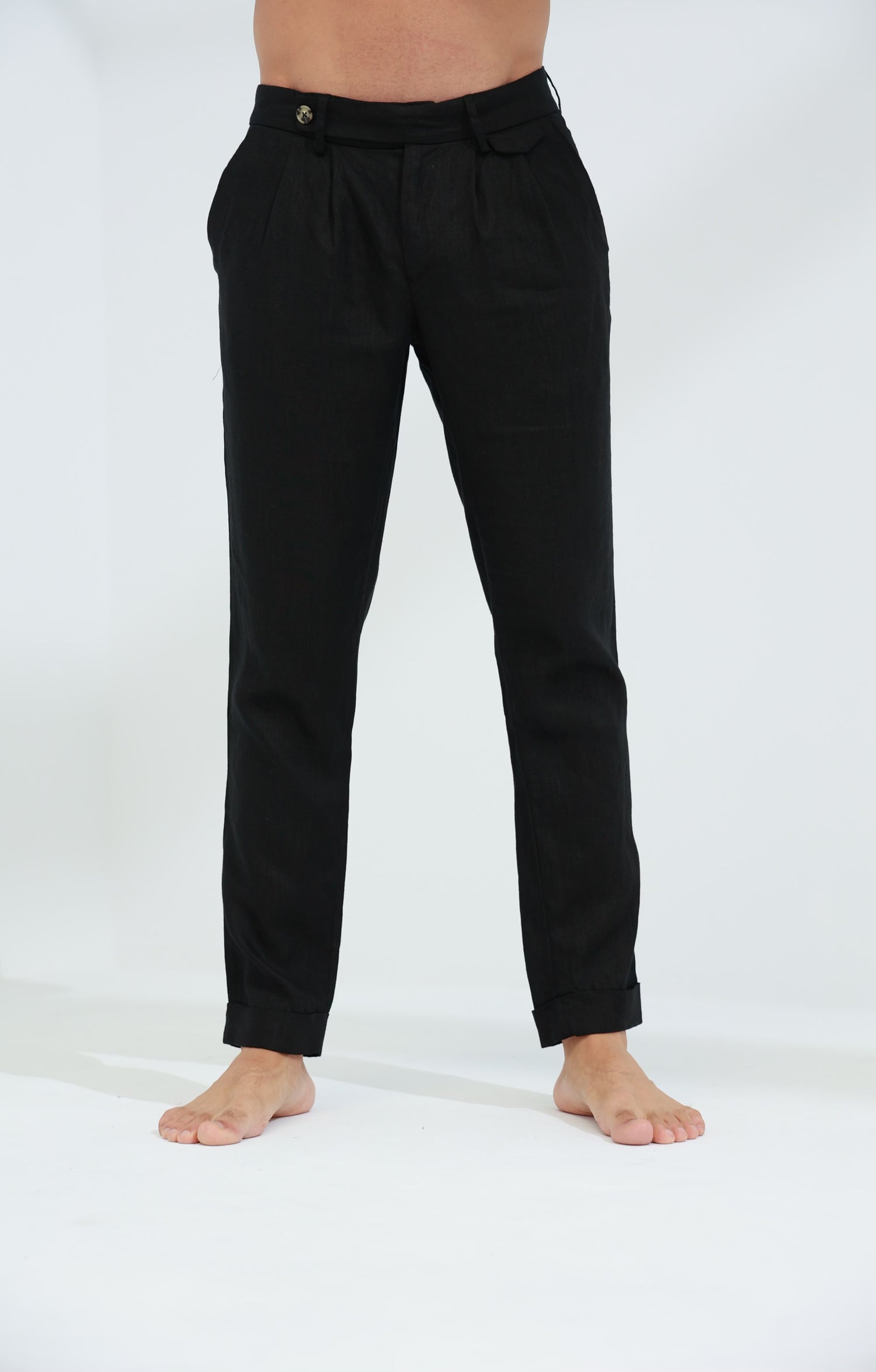 Armonia Men's 100% Linen Pants Black - G Linen World