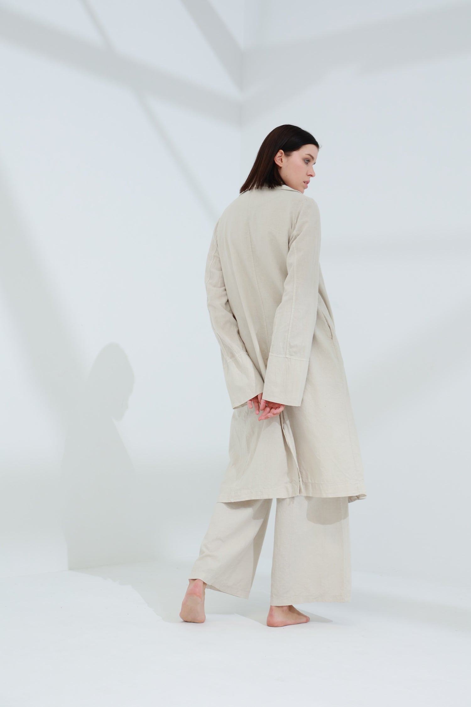 Colpo Long Linen Cardigan Sabbia | G Linen World