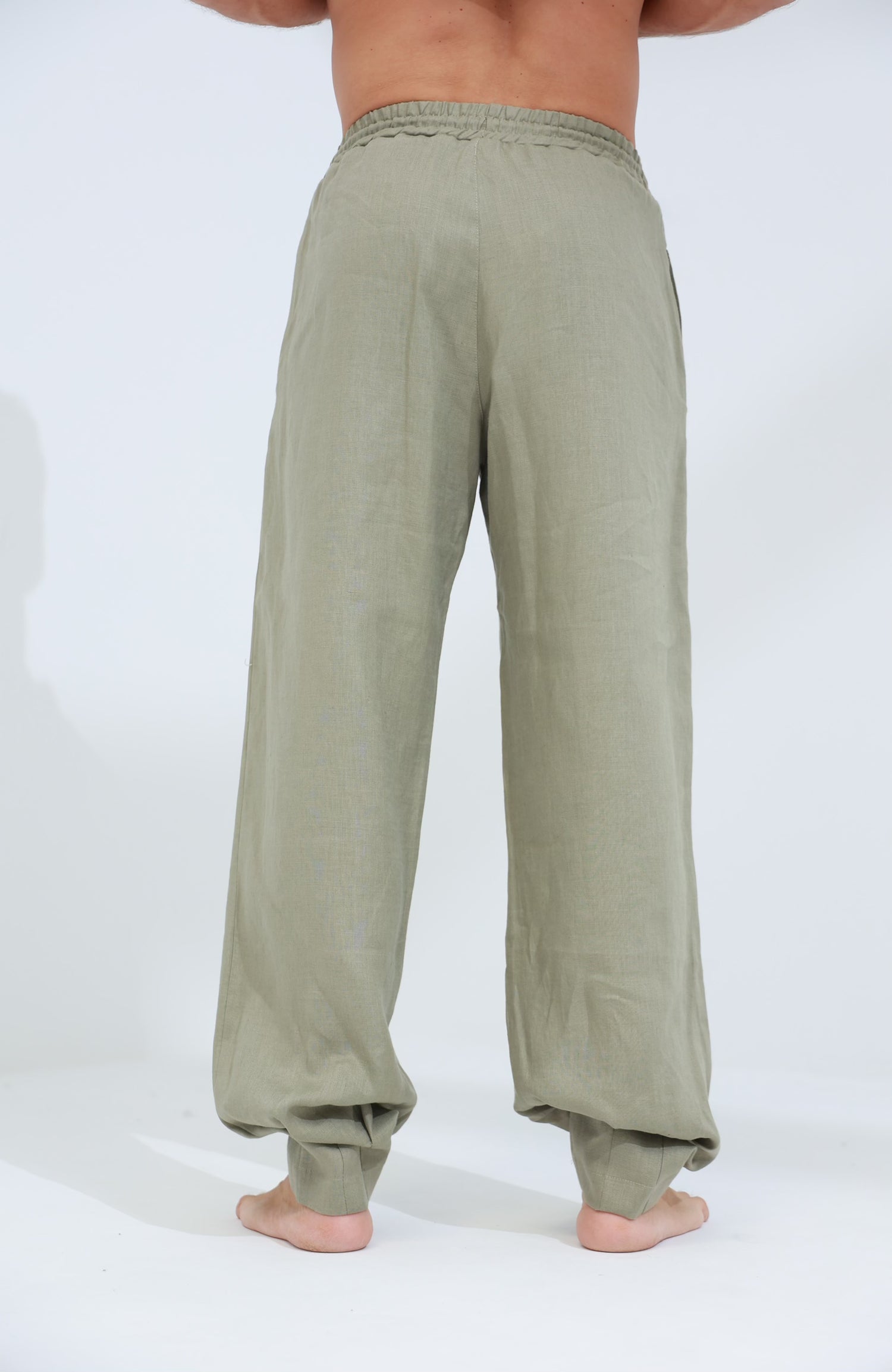 Commode Men's Relaxed Loose Fit 100% Linen Pants Green | G Linen World