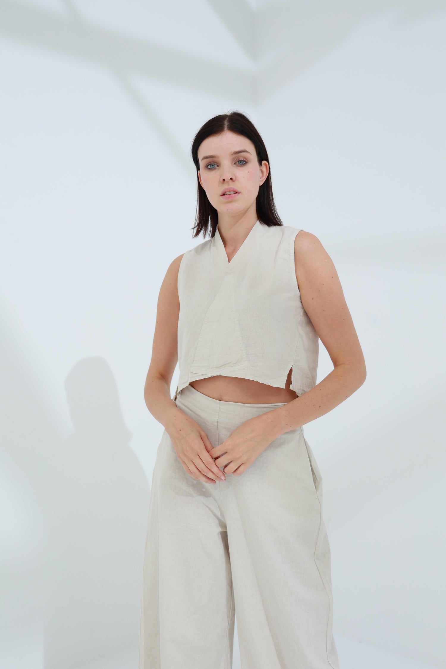 Colpo Linen Crop Top Sabbia | G Linen World