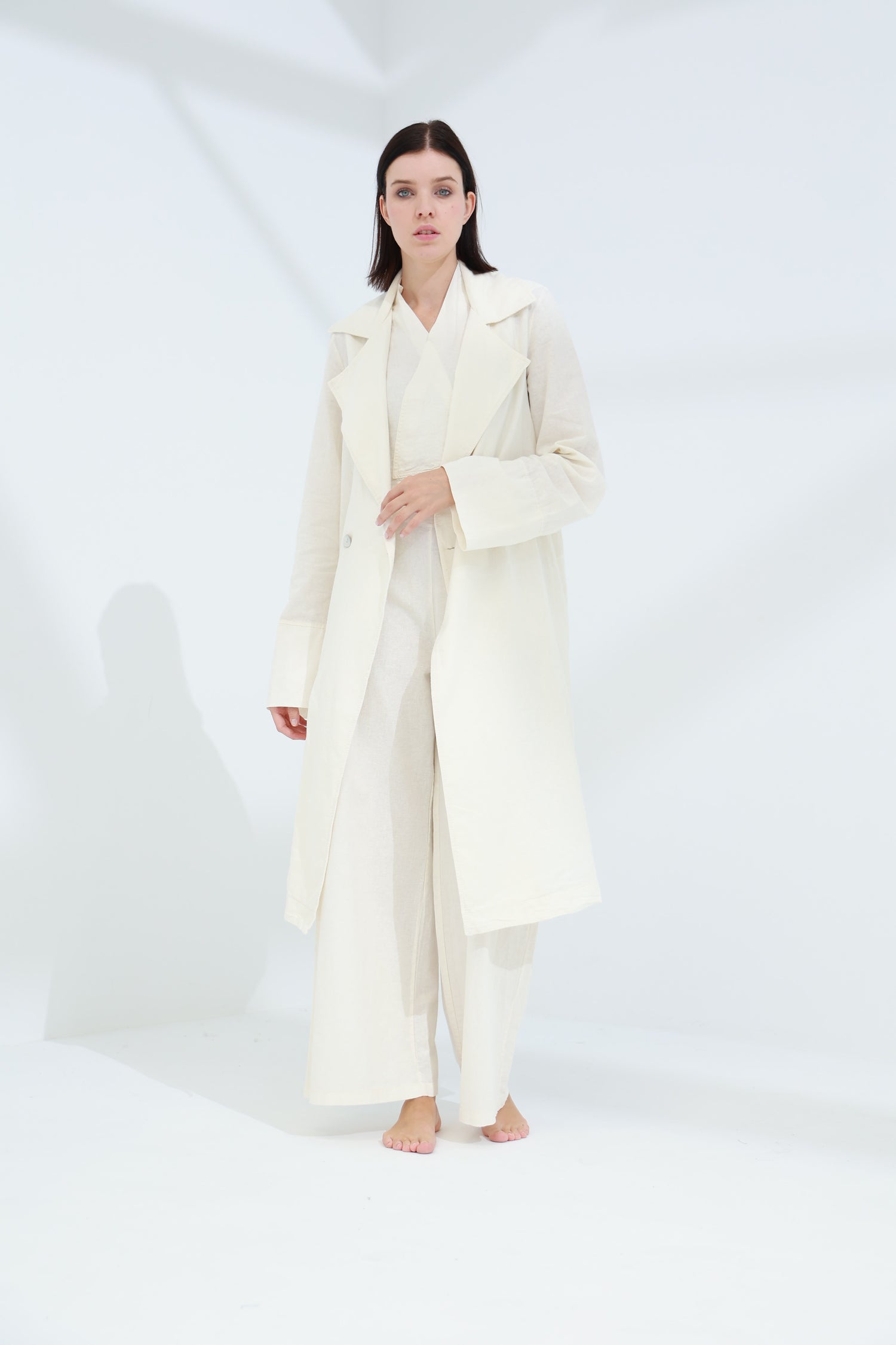 Colpo Long Linen Cardigan Burro | G Linen World