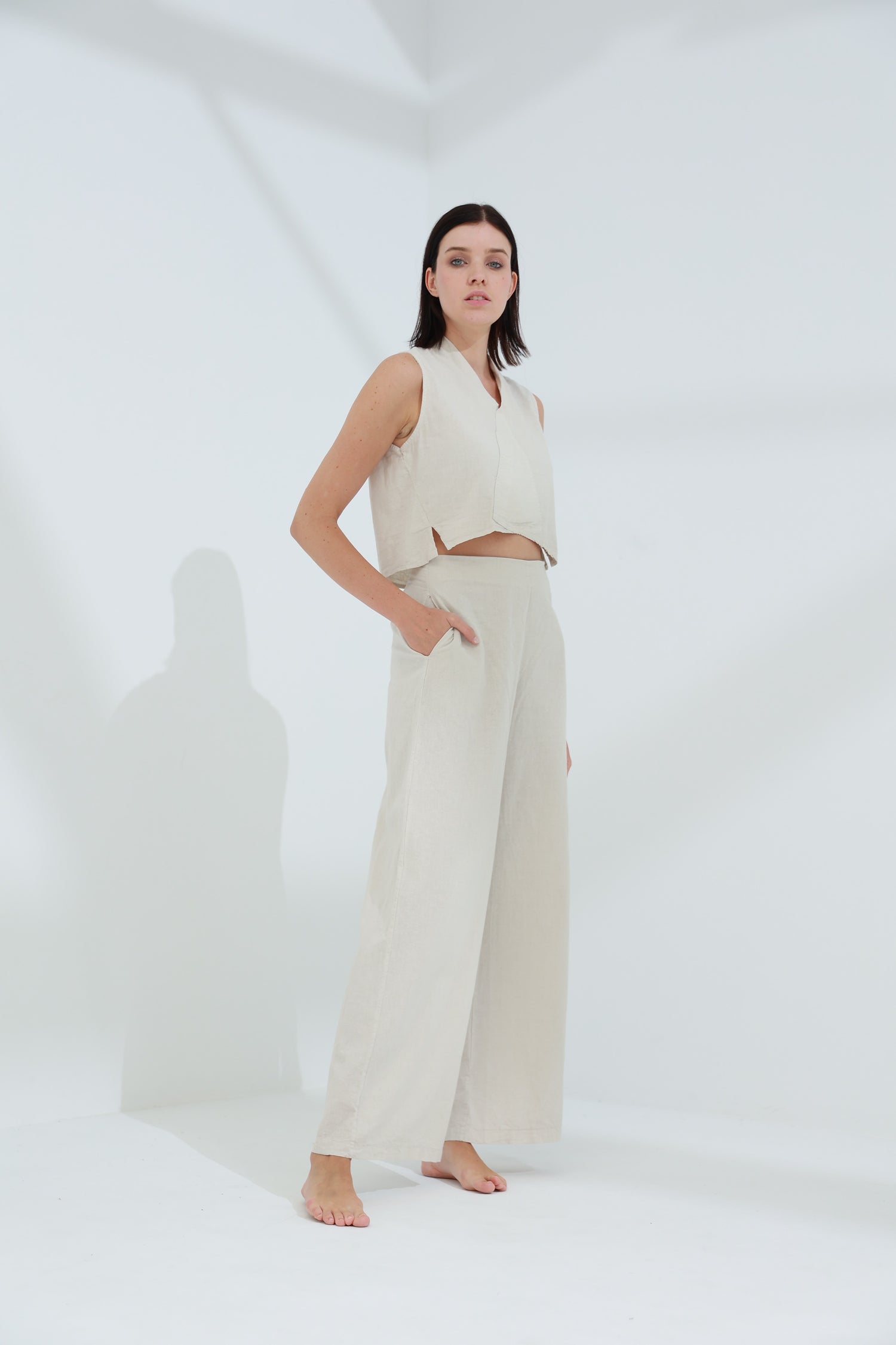 Colpo Linen Wide Leg Pants Sabbia | G Linen World