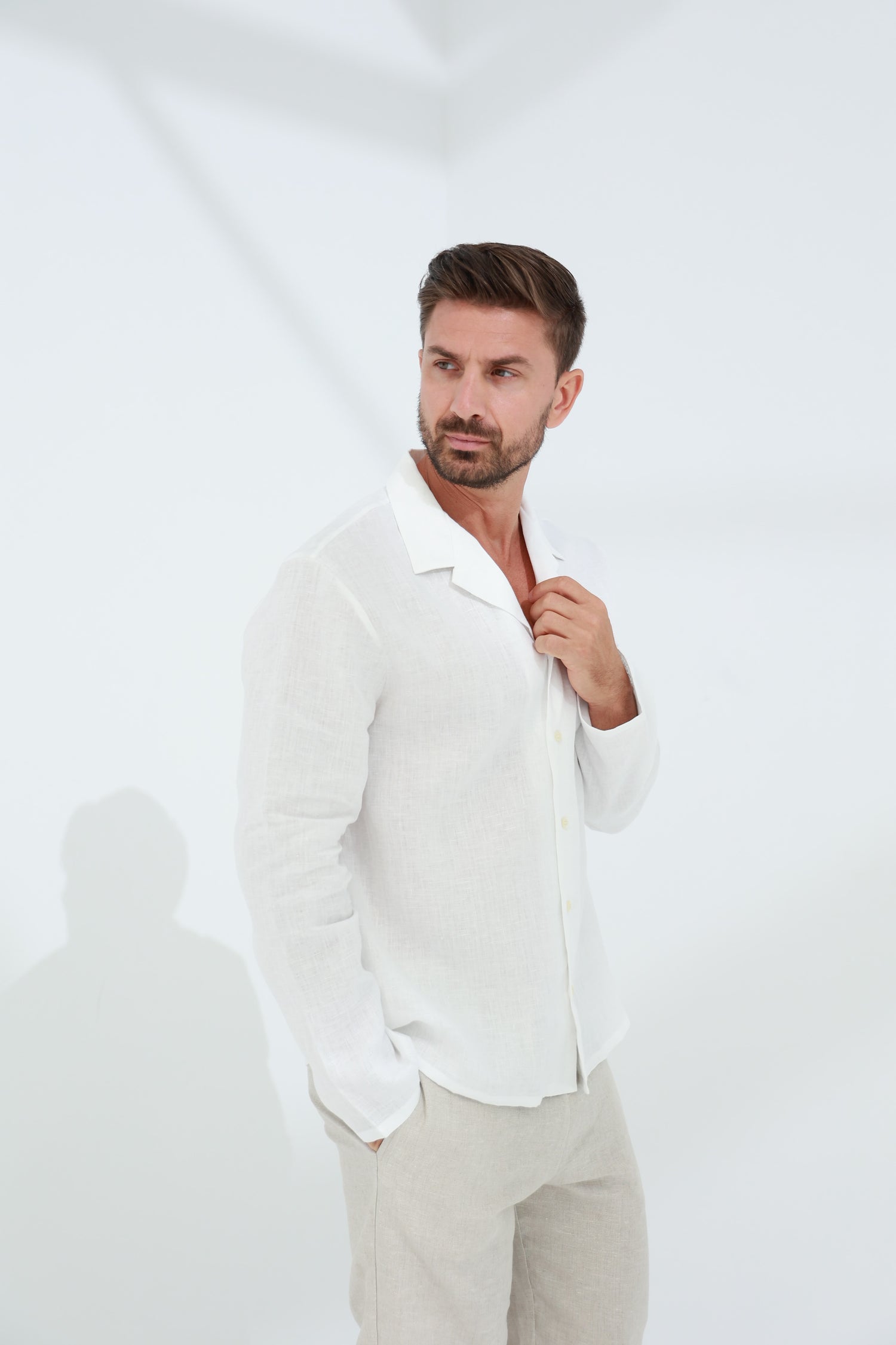Occhi Men's 100% Pure Linen Shirt White | G Linen World