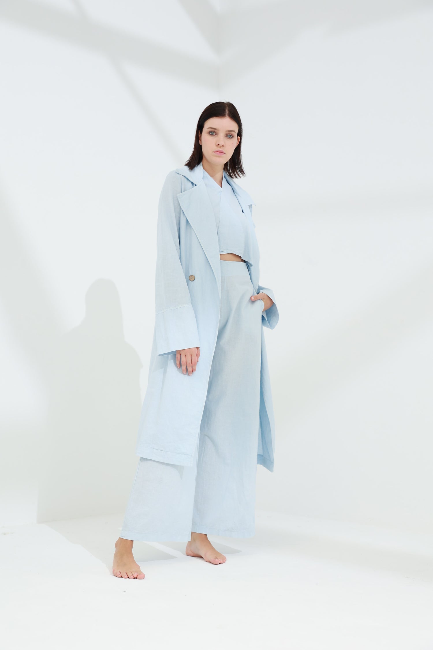Colpo Long Linen Cardigan Cloud | G Linen World