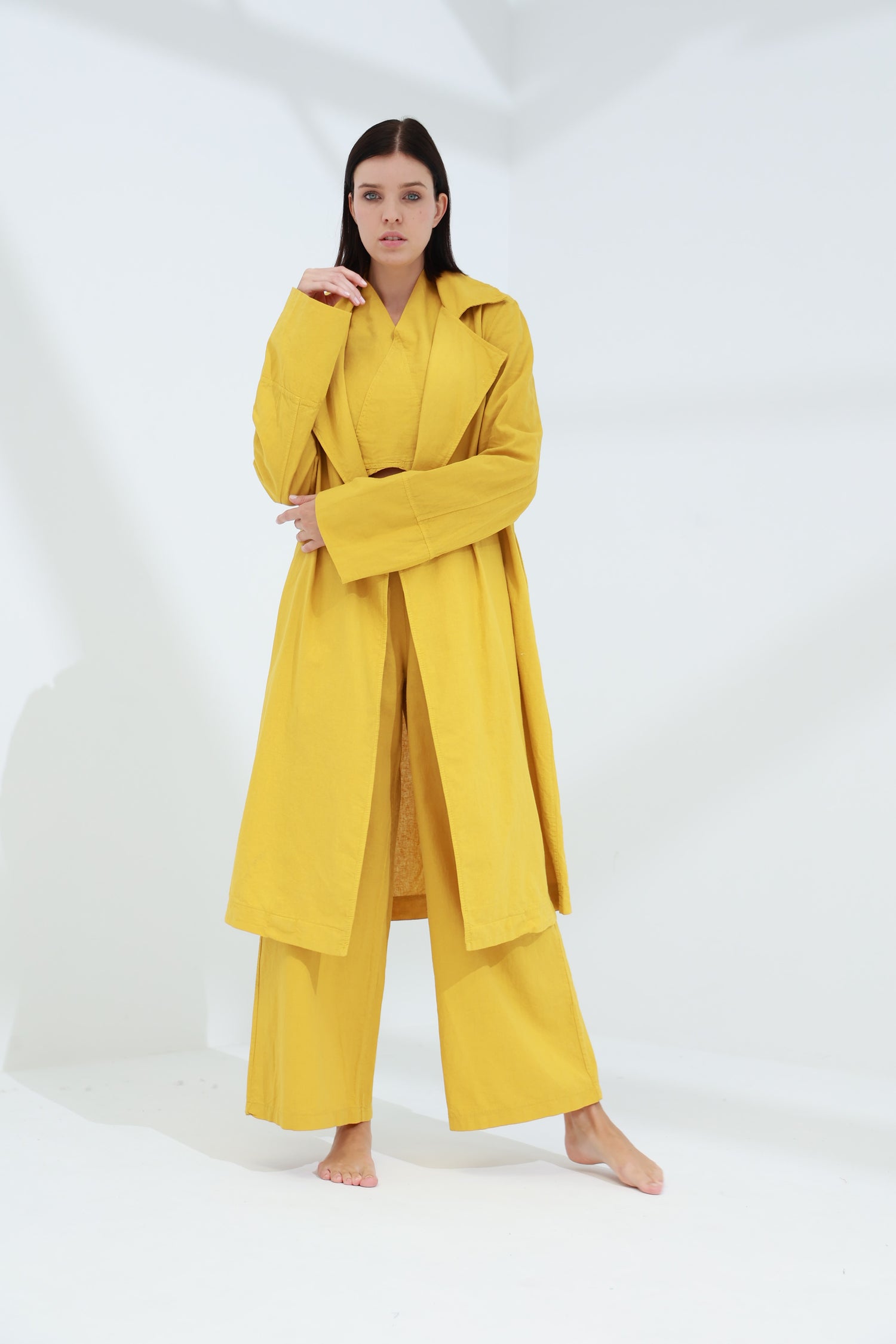 Colpo Long Linen Cardigan Zafferano | G Linen World