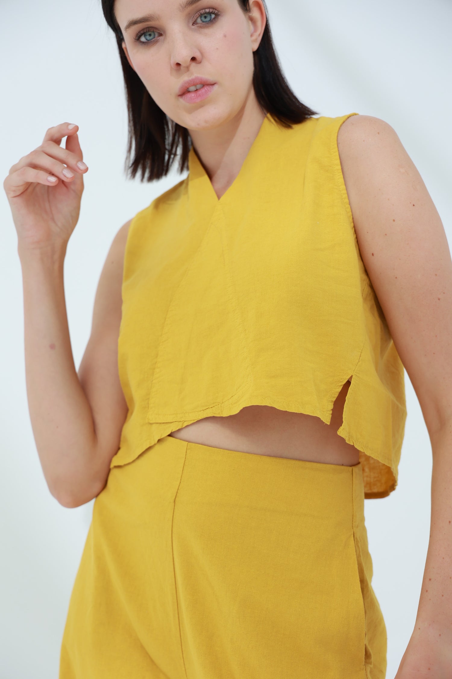 Colpo Linen Crop Top Zafferano | G Linen World