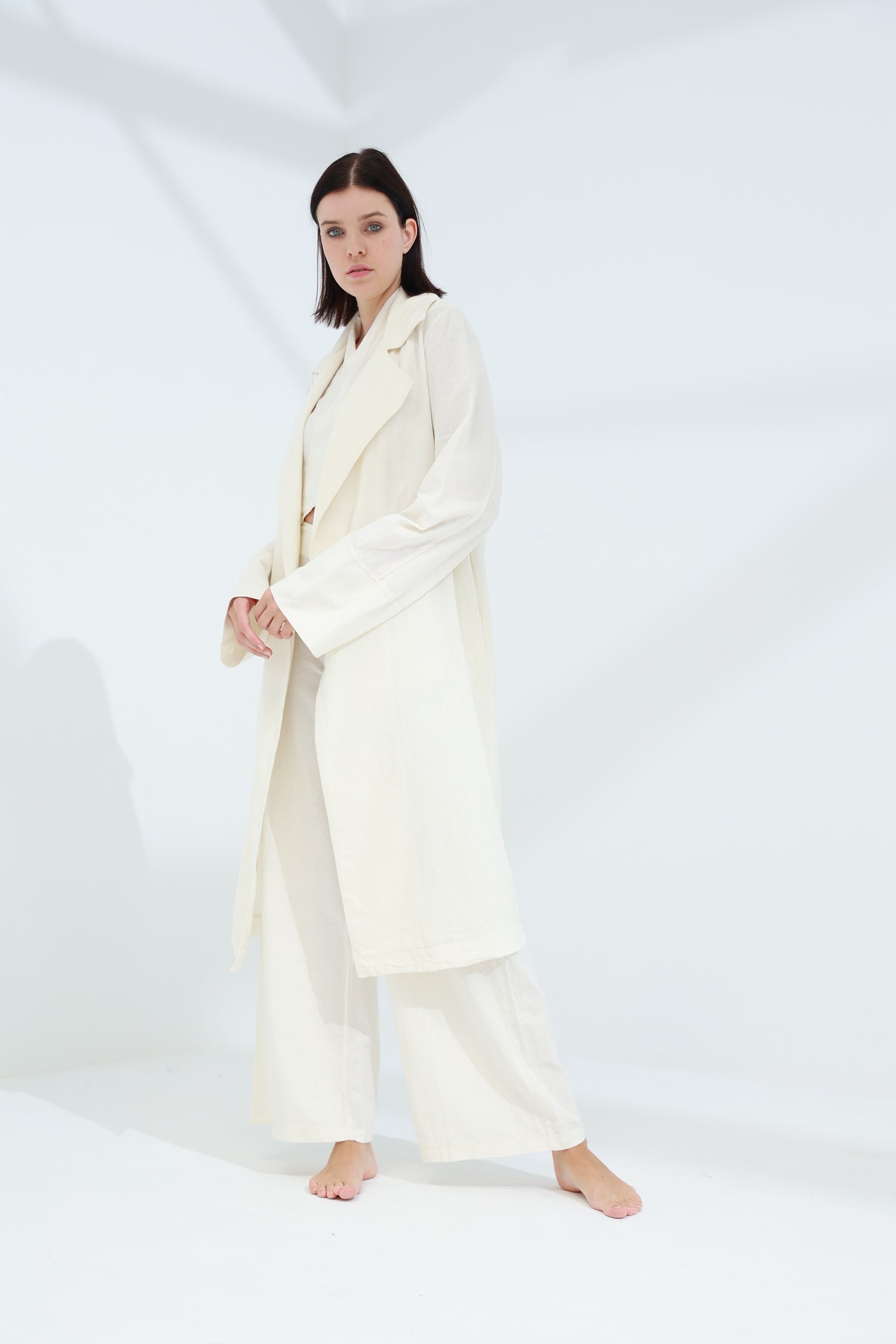 Colpo Long Linen Cardigan Burro | G Linen World