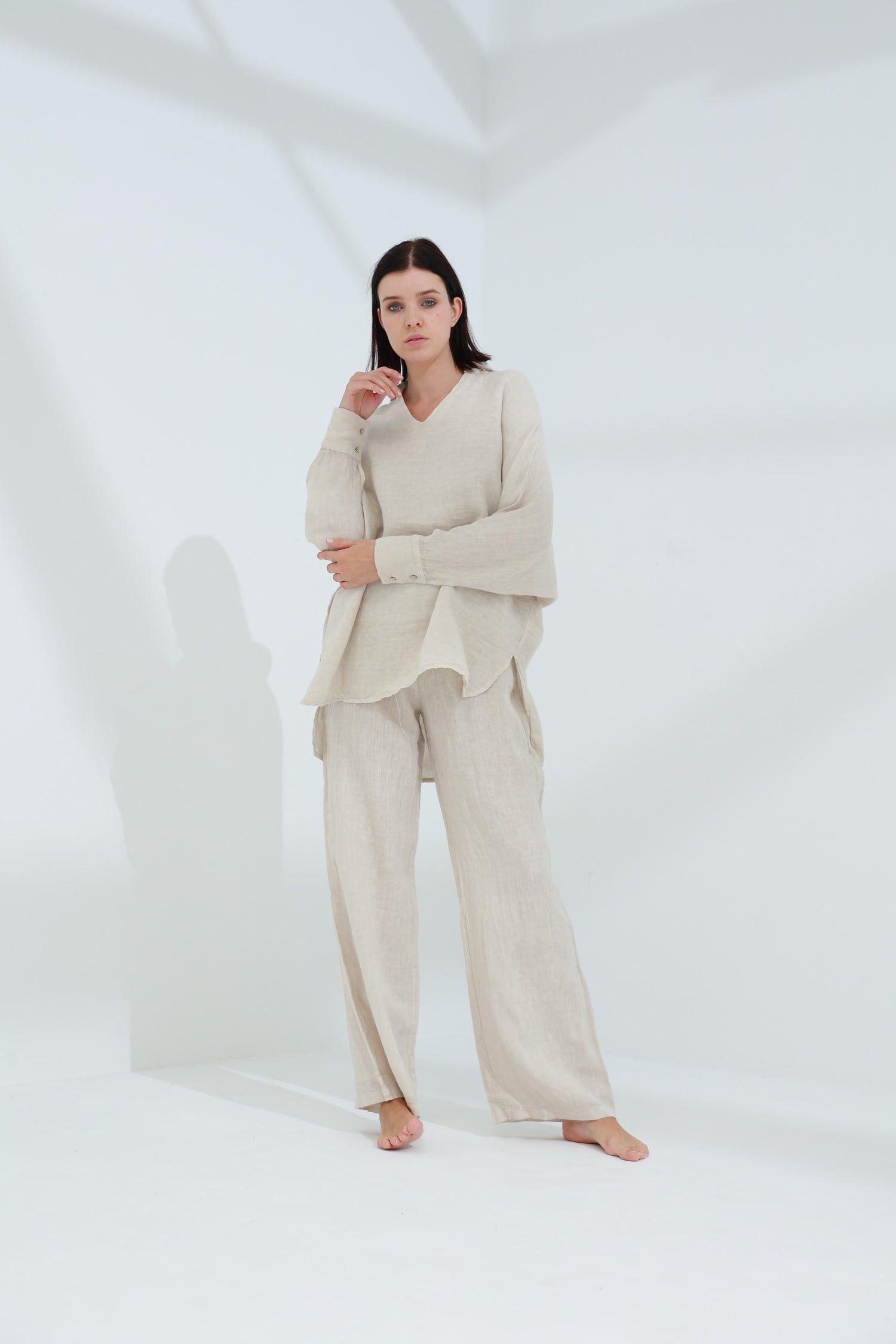 Armonia Straight Leg Linen Pants Sabbia | G Linen World