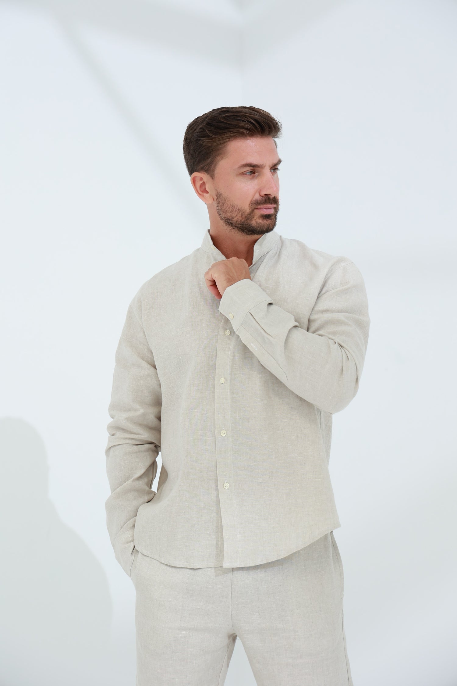 Armonia Men's 100% Linen Shirt - Natural Beige | G Linen World
