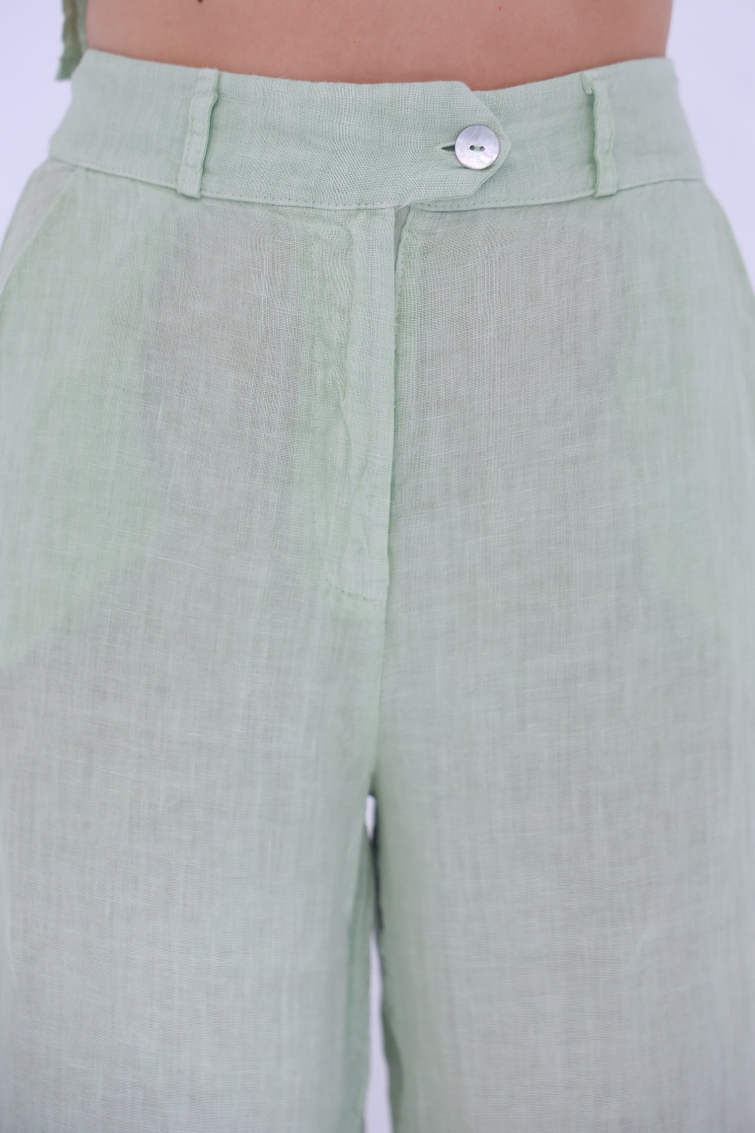 Armonia Straight Leg Linen Pants Verdino | G Linen World