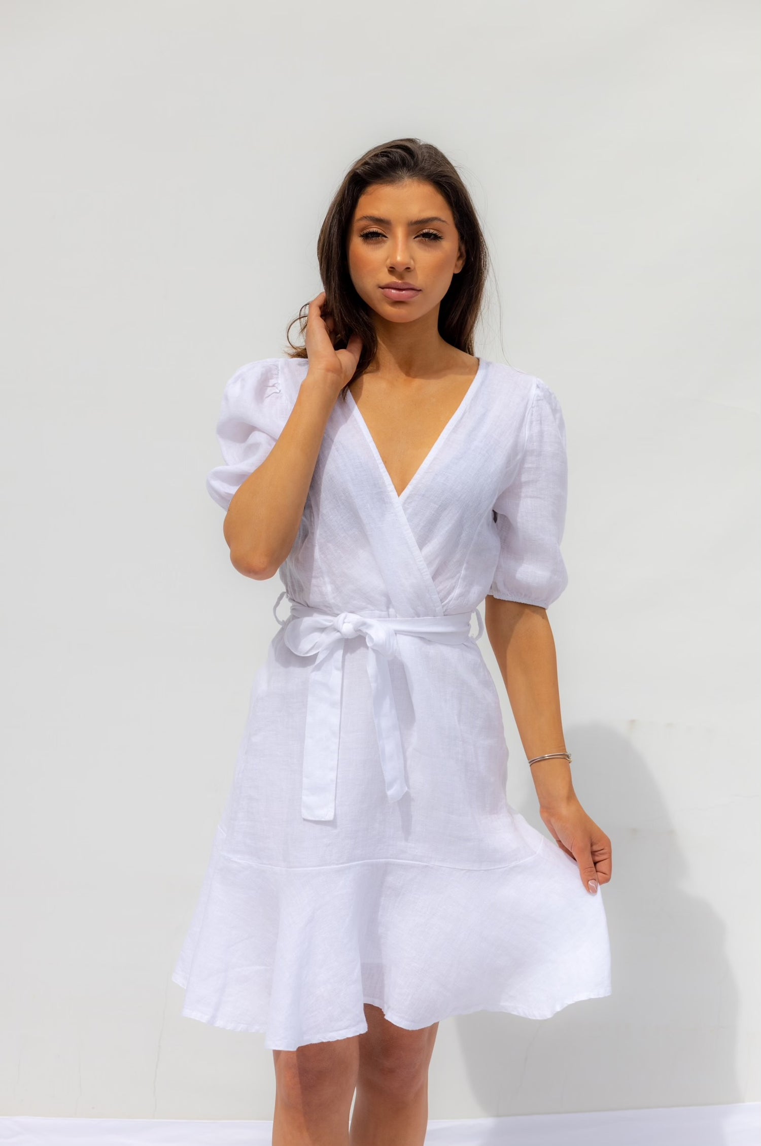 White Marseille Linen Dress - Blanco