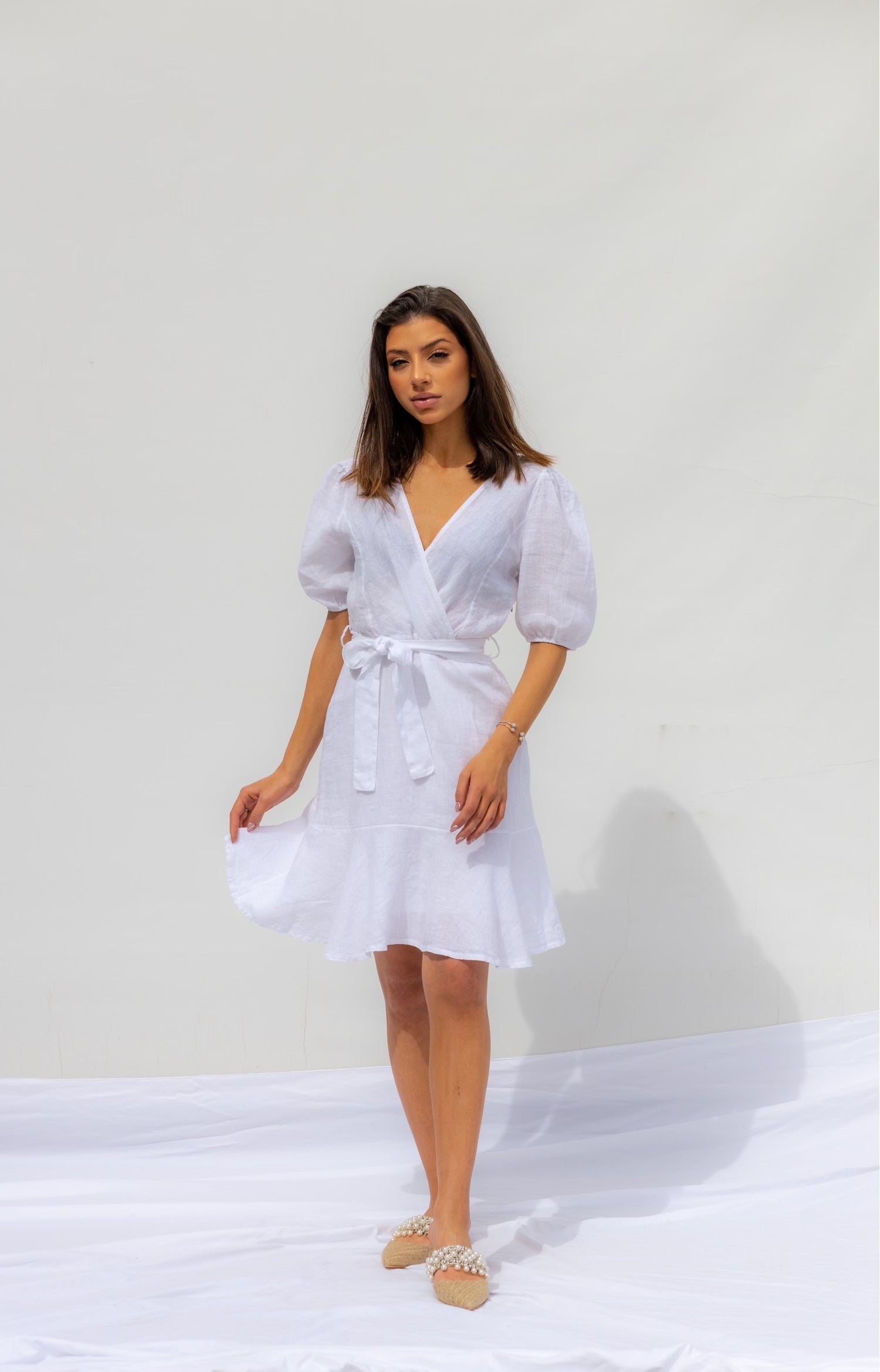White Marseille Linen Dress - Blanco